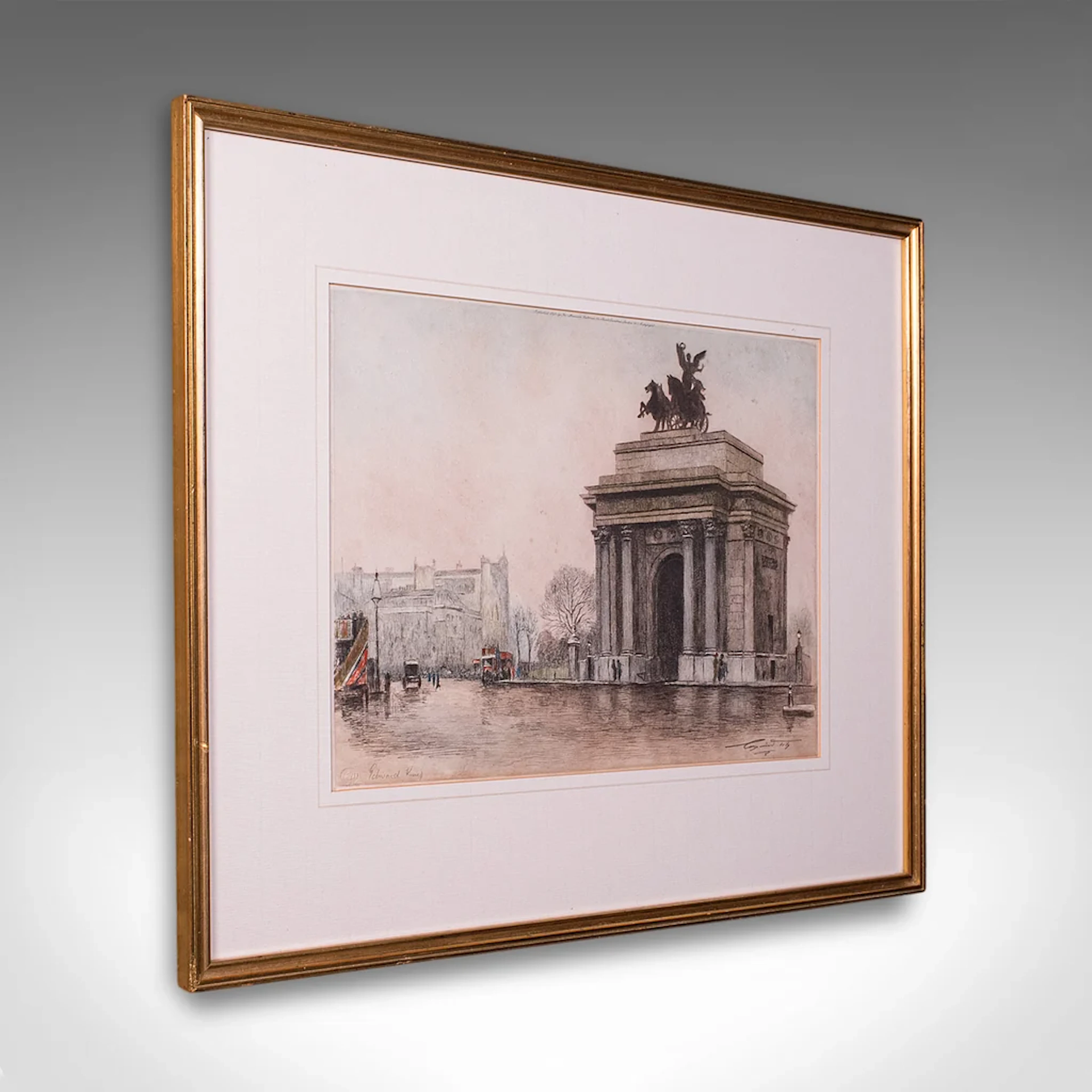 Antique Framed London Picture, Constitution Hill, English, Art Print