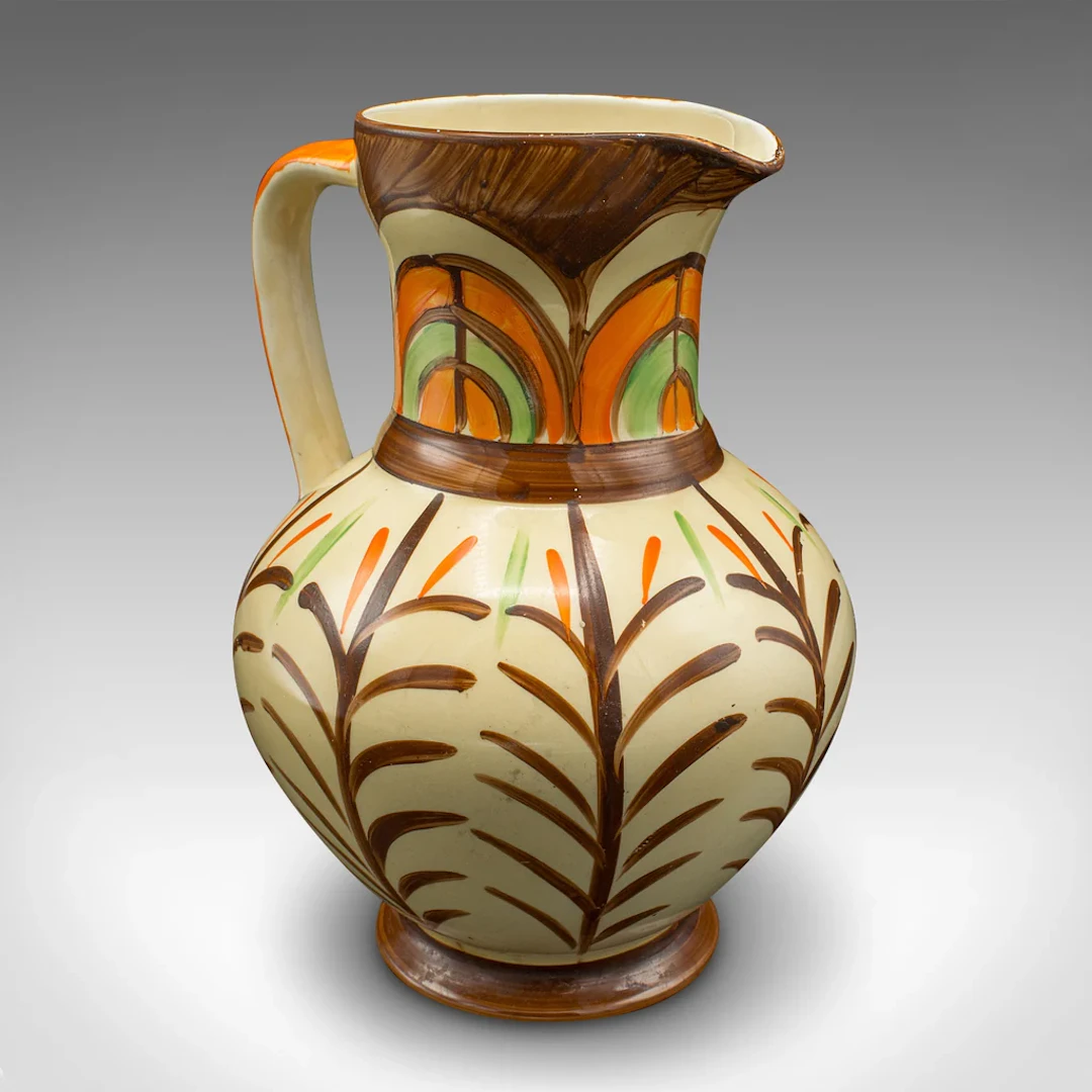 Vintage Decorative Pouring Jug, English, Hand Painted Ceramic, Pourer, Art Deco