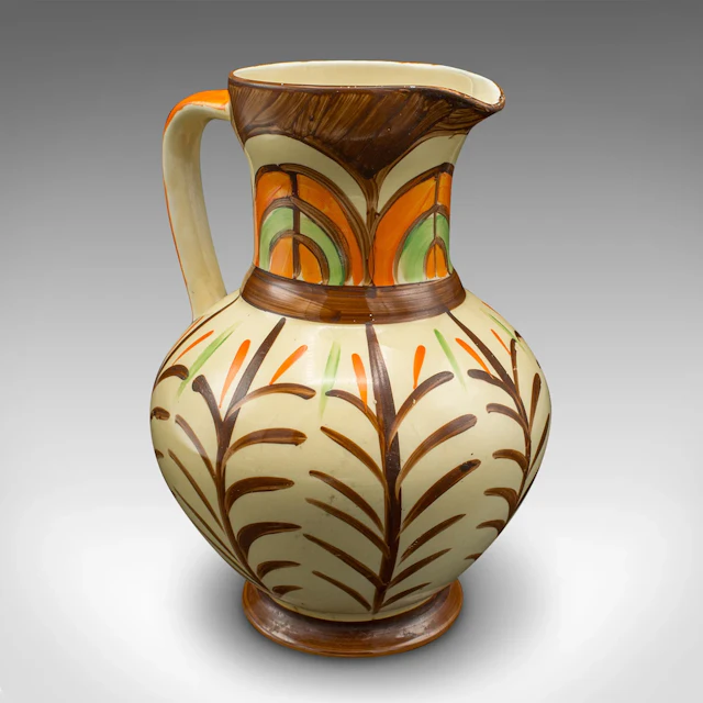 Vintage Decorative Pouring Jug, English, Hand Painted Ceramic, Pourer, Art Deco