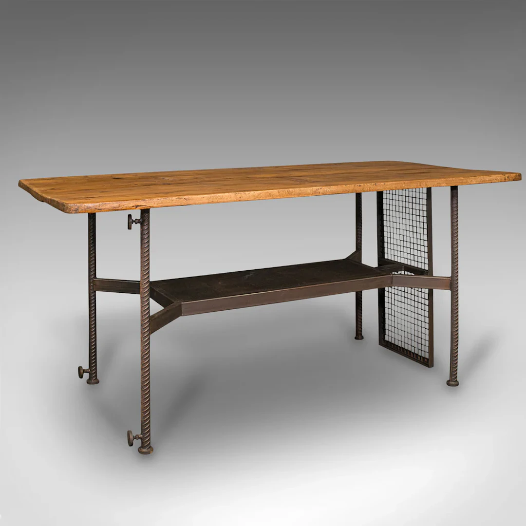 Vintage Writing Desk, English, Steel, Victorian Pine, Shop Retail