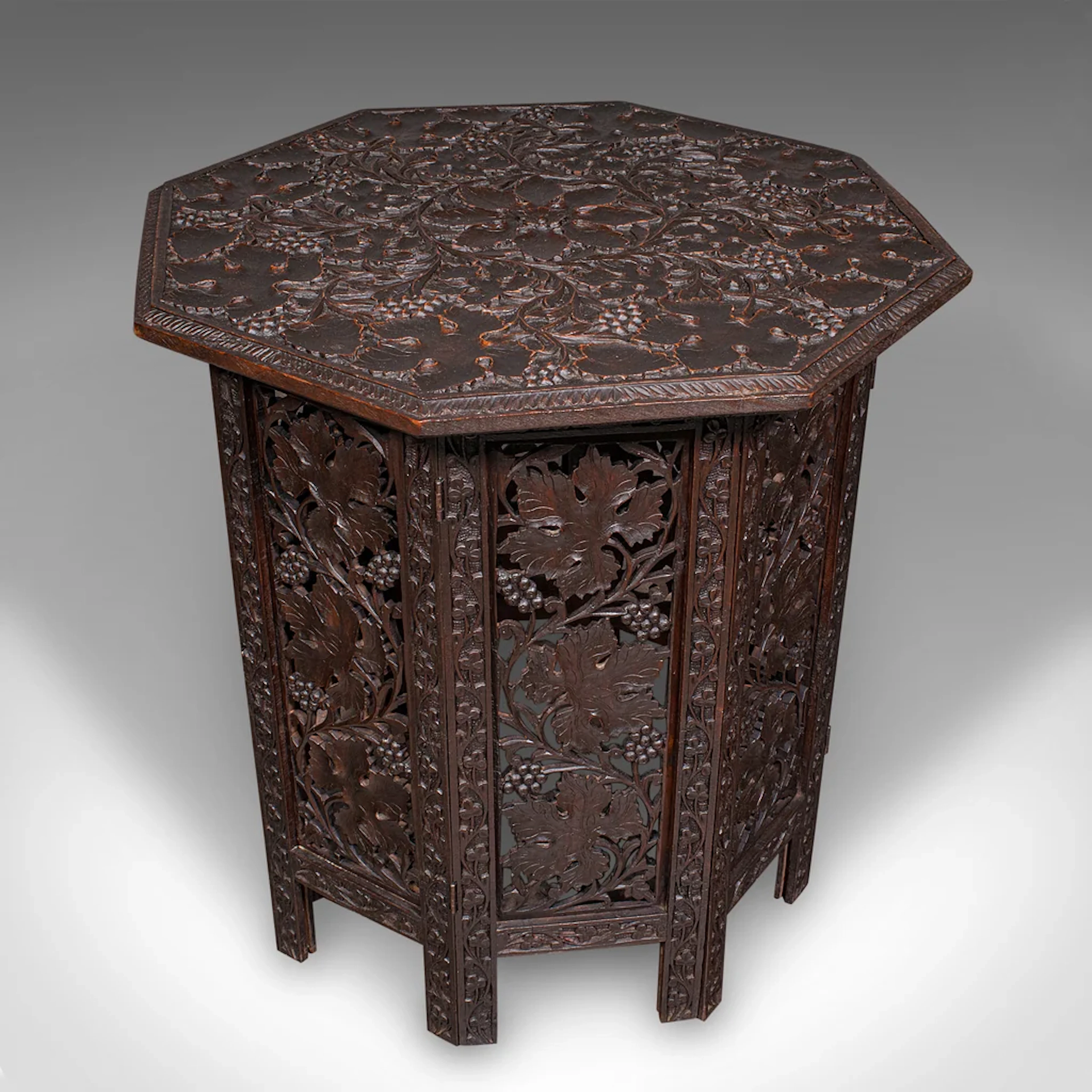 Antique Campaign Tea Table, Anglo Indian Teak, Folding, Serving, Victorian
