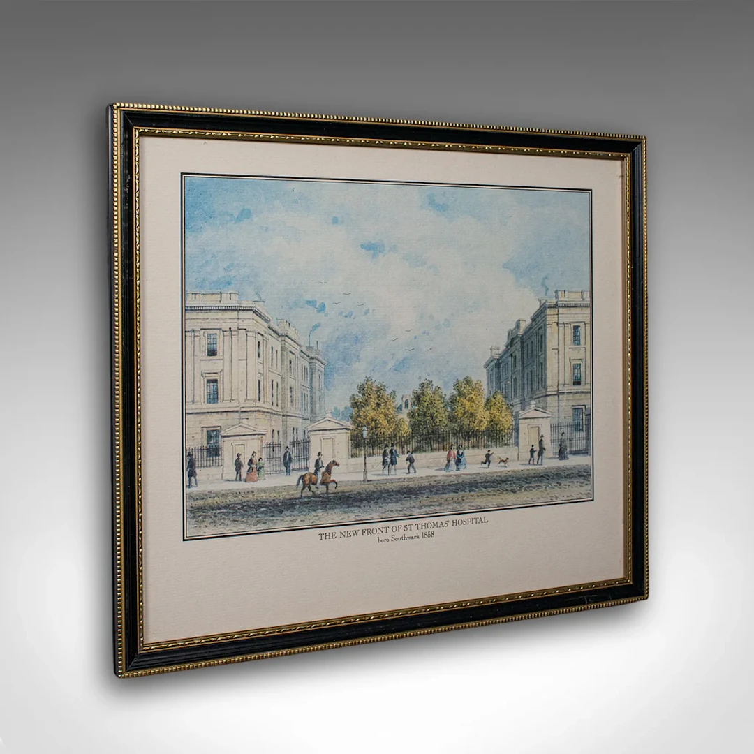 Antique Hospital Picture, St Thomas' London, Engraving, Art, Medical, Victorian