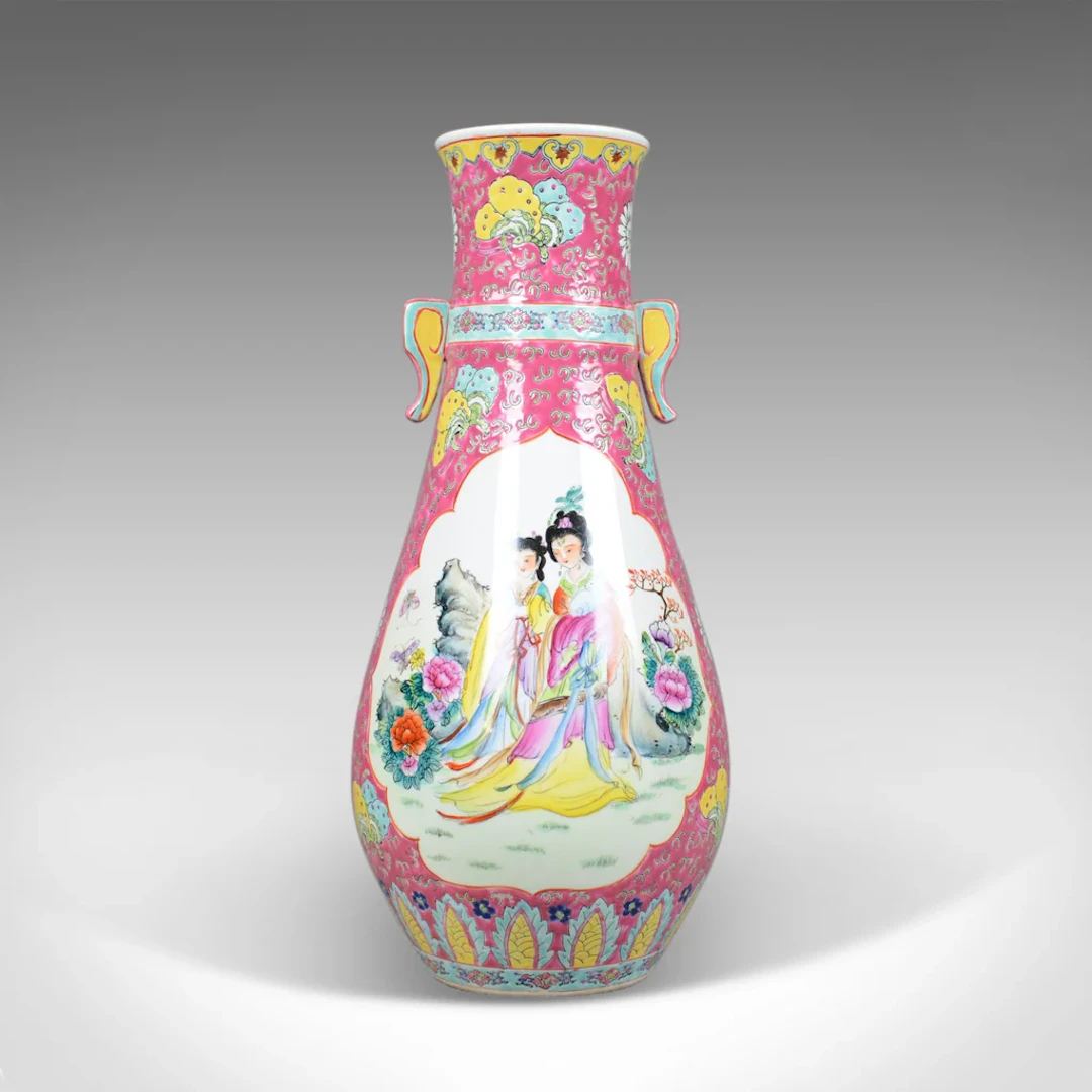 Large, Vintage, Japanese Baluster Vase, Decorative Oriental, Ceramic Urn C20th