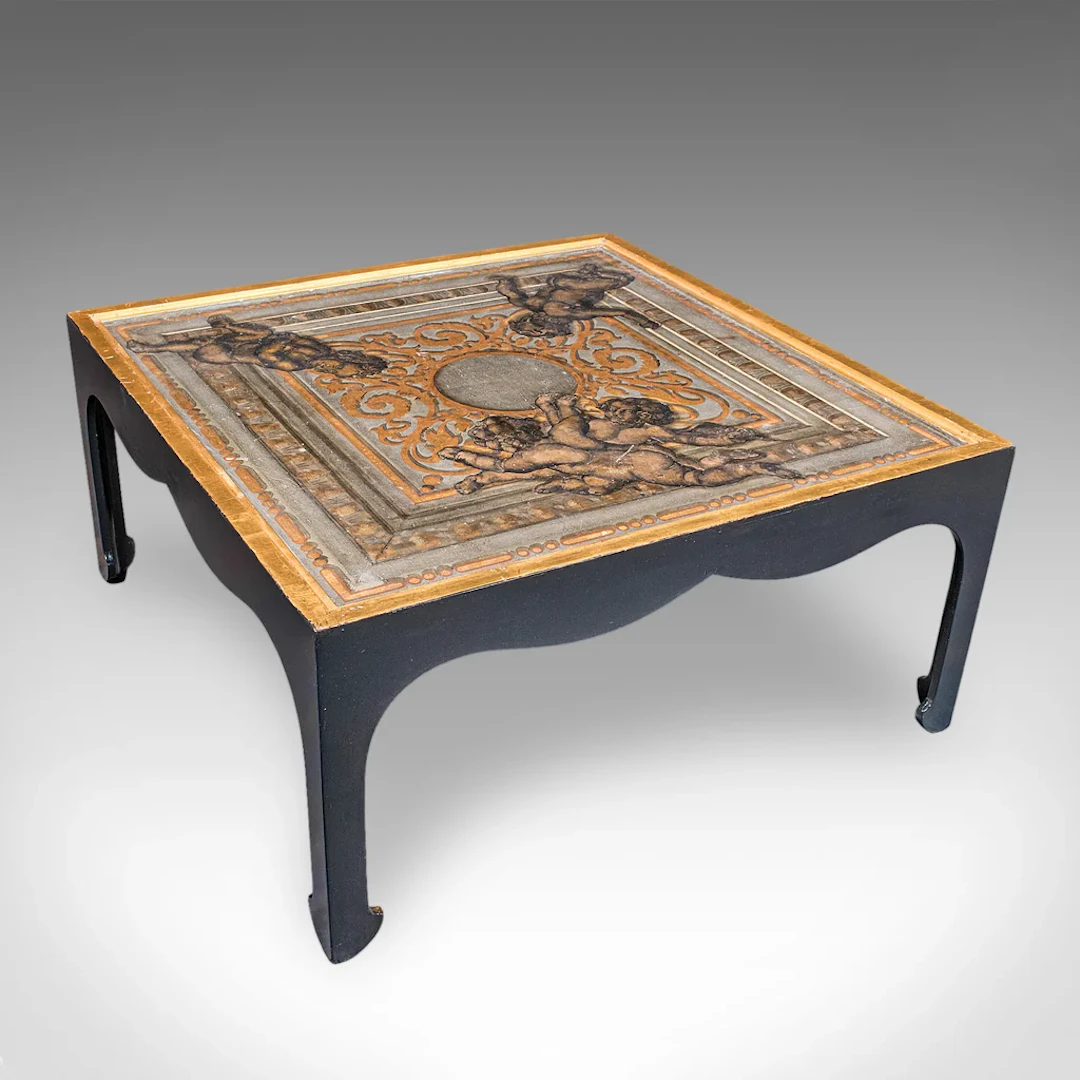Vintage Chinoiserie Coffee Table, Italian, Ebonised, Gilt, Neoclassical, Accent