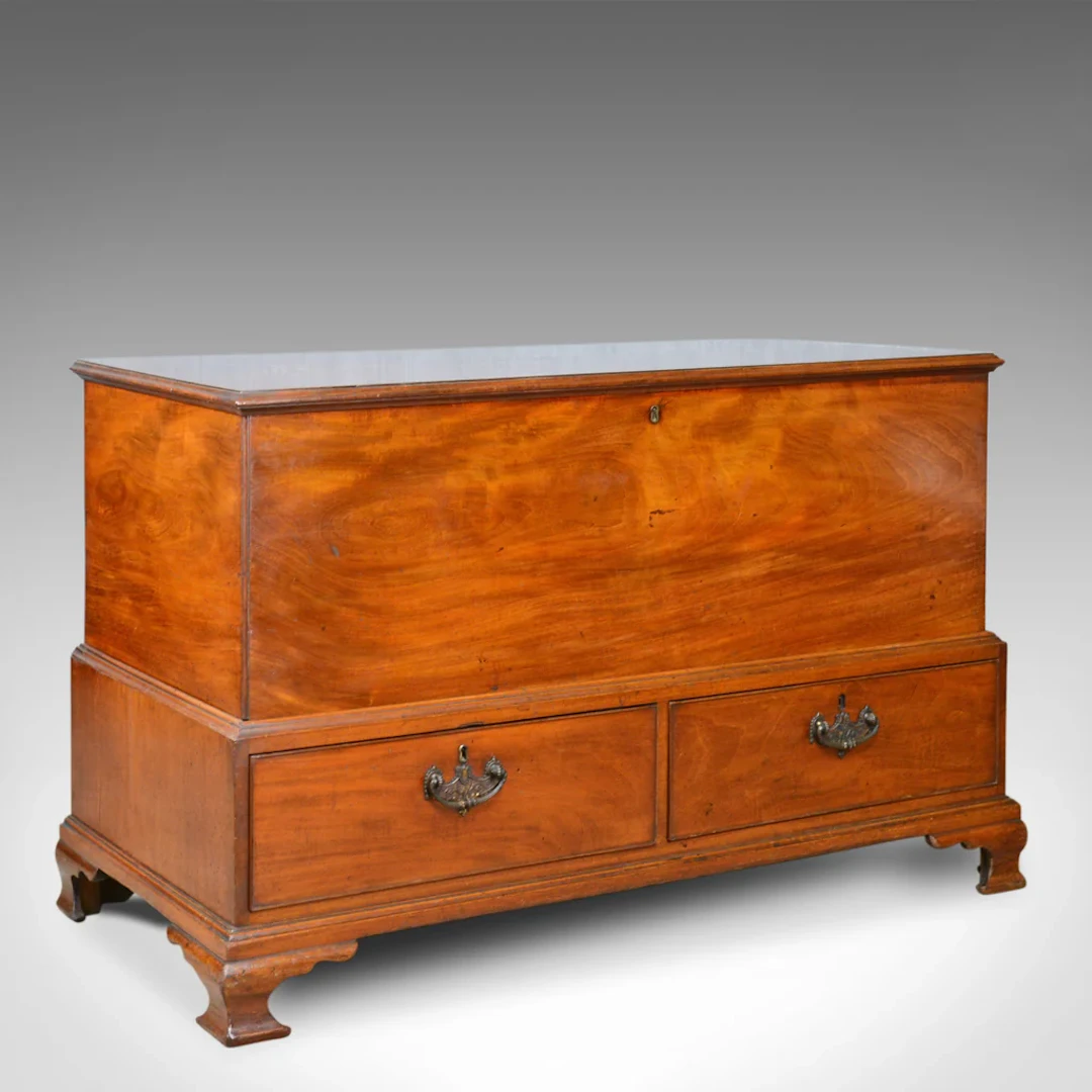 Antique, Mule Chest, English, Georgian Housekeepers Trunk, Mahogany, Circa 1780