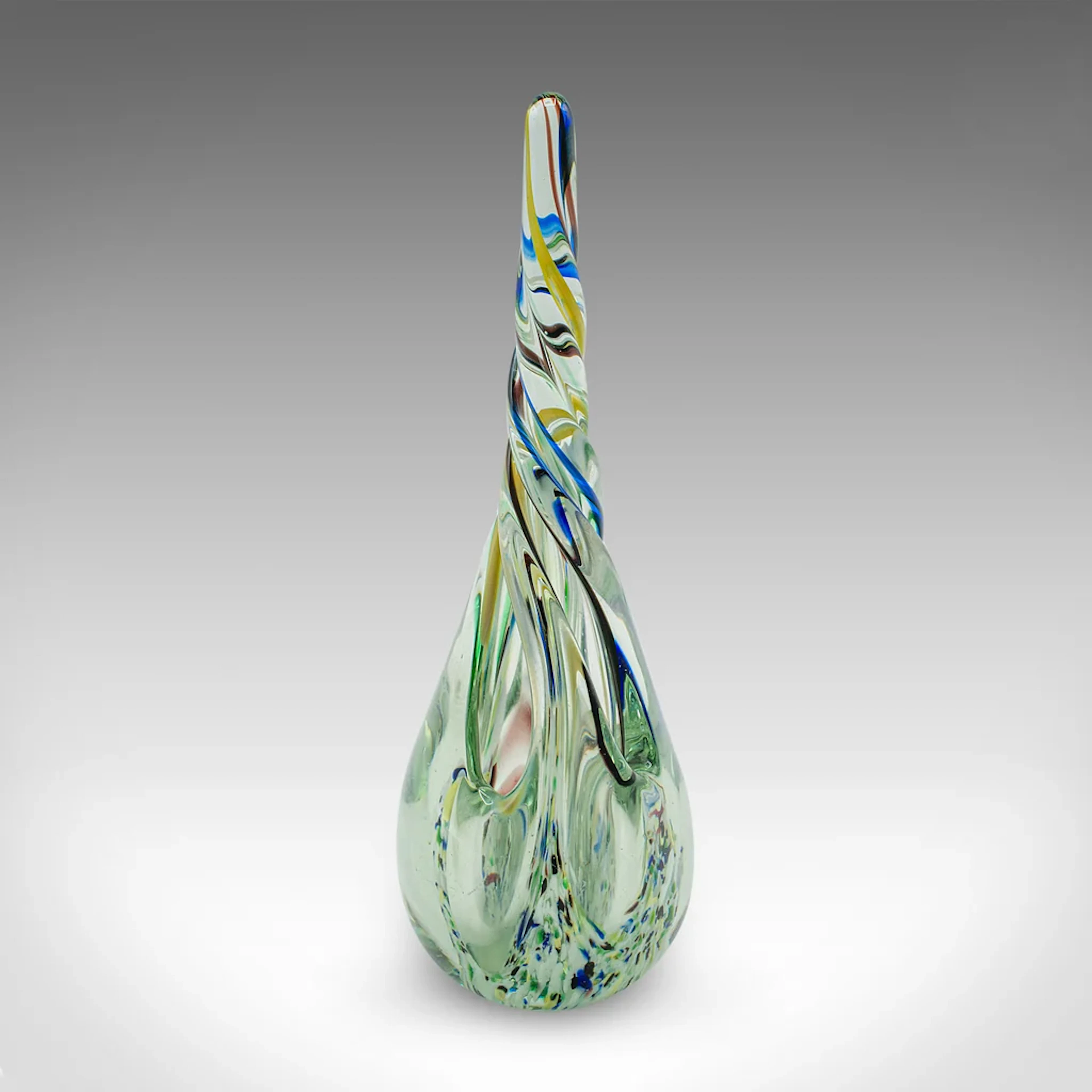 Vintage Murano Twist Vase, Italian, Art Glass Posy Sleeve, Paperweight, C.1980