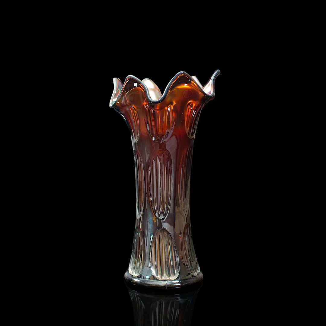 Small Vintage Decorative Vase, English, Carnival Glass, Flower, Mid