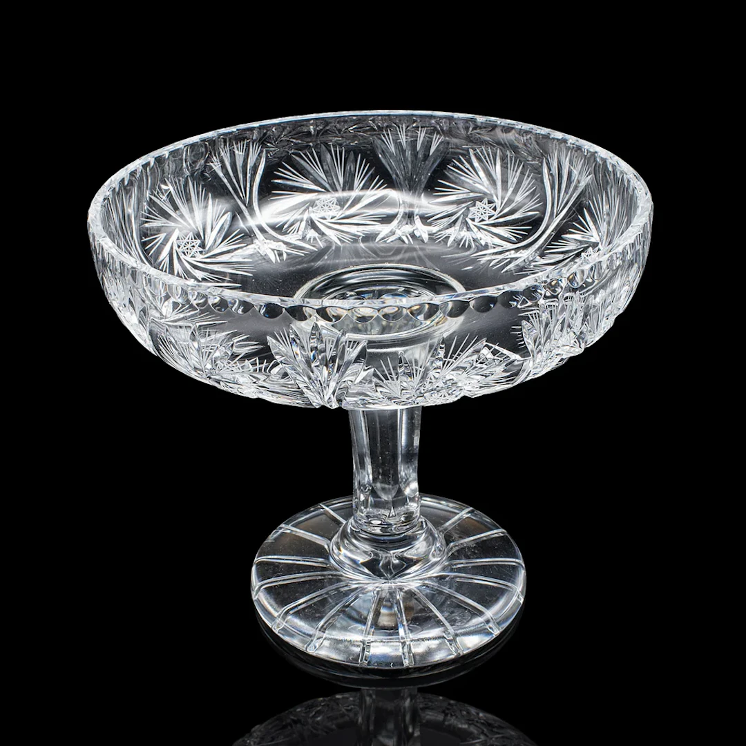 Vintage Pedestal Fruit Bowl, English, Cut Glass, Presentation Display