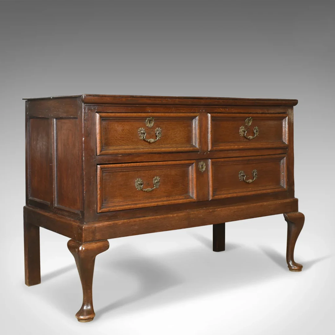 Antique Chest On Stand, English, Georgian, Oak, Chest of Drawers, Circa 1720