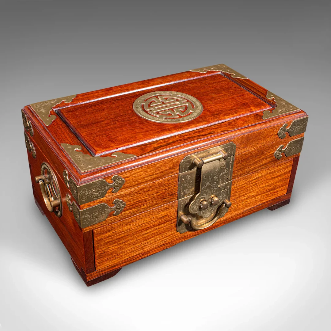 Vintage Jewellery Box, Oriental, Dressing Table Keepsake Case, Circa 1970