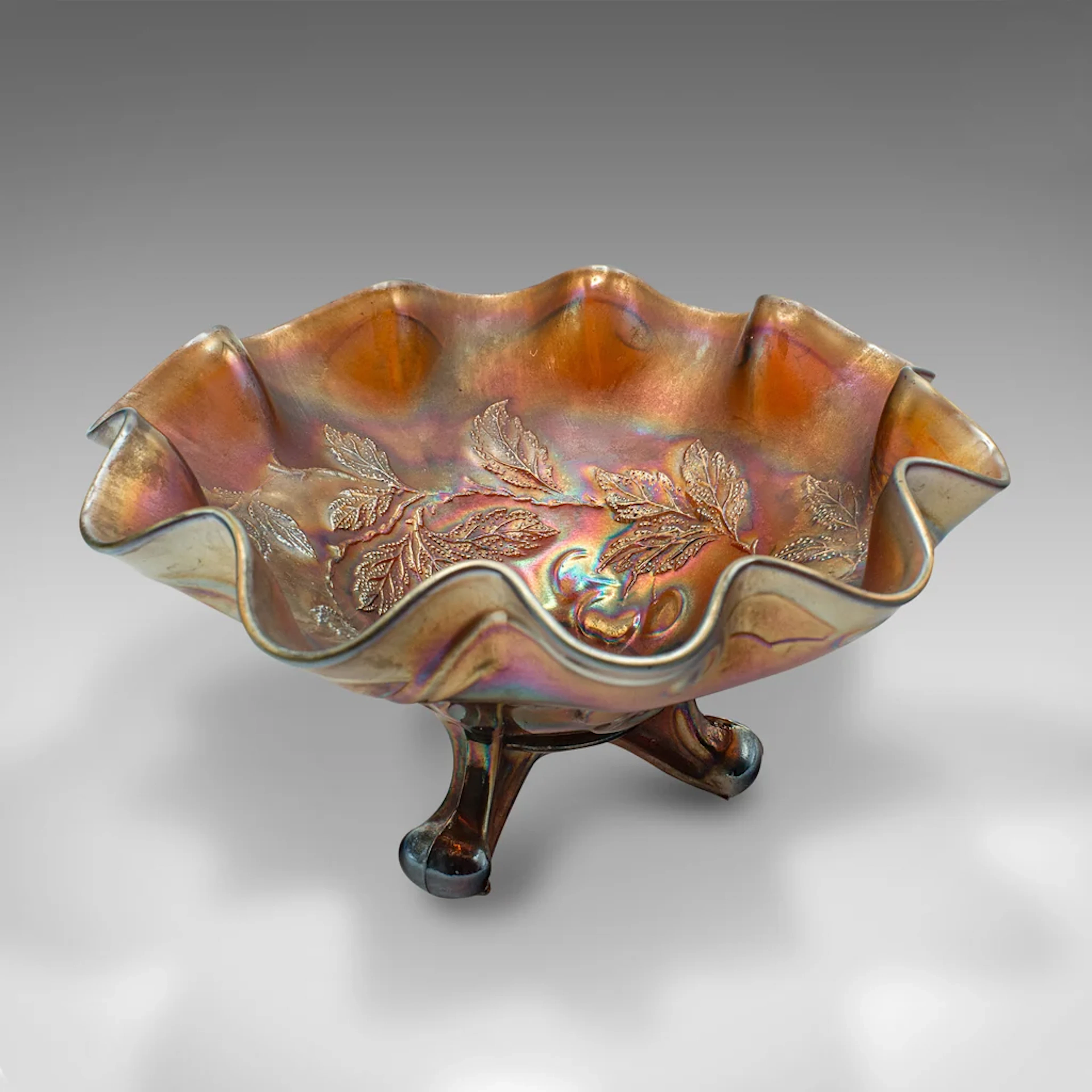 Vintage Flared Carnival Dish, English, Lustre Glass, Bonbon Bowl