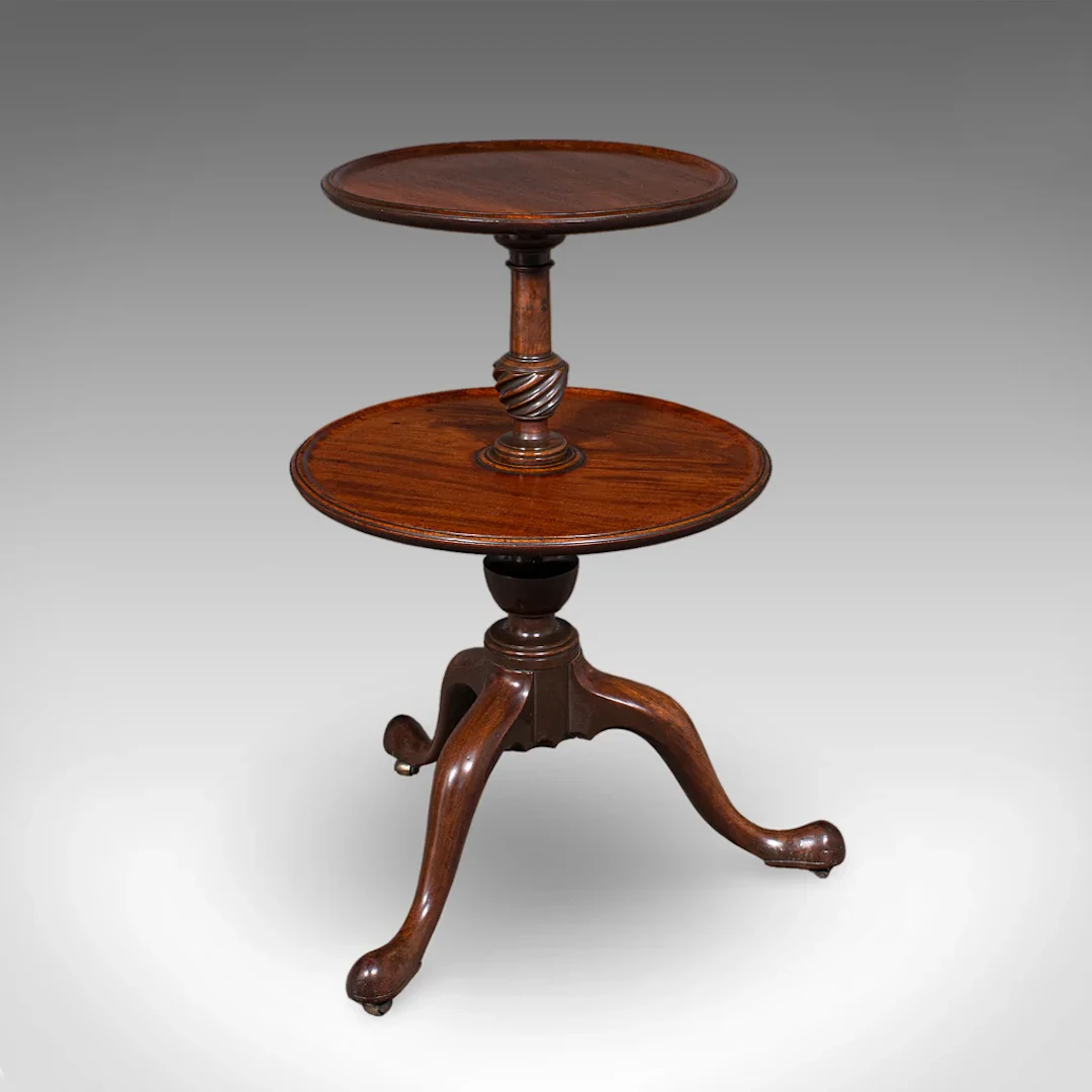 Antique Dumb Waiter, English Two Tier Afternoon Tea Serving Stand