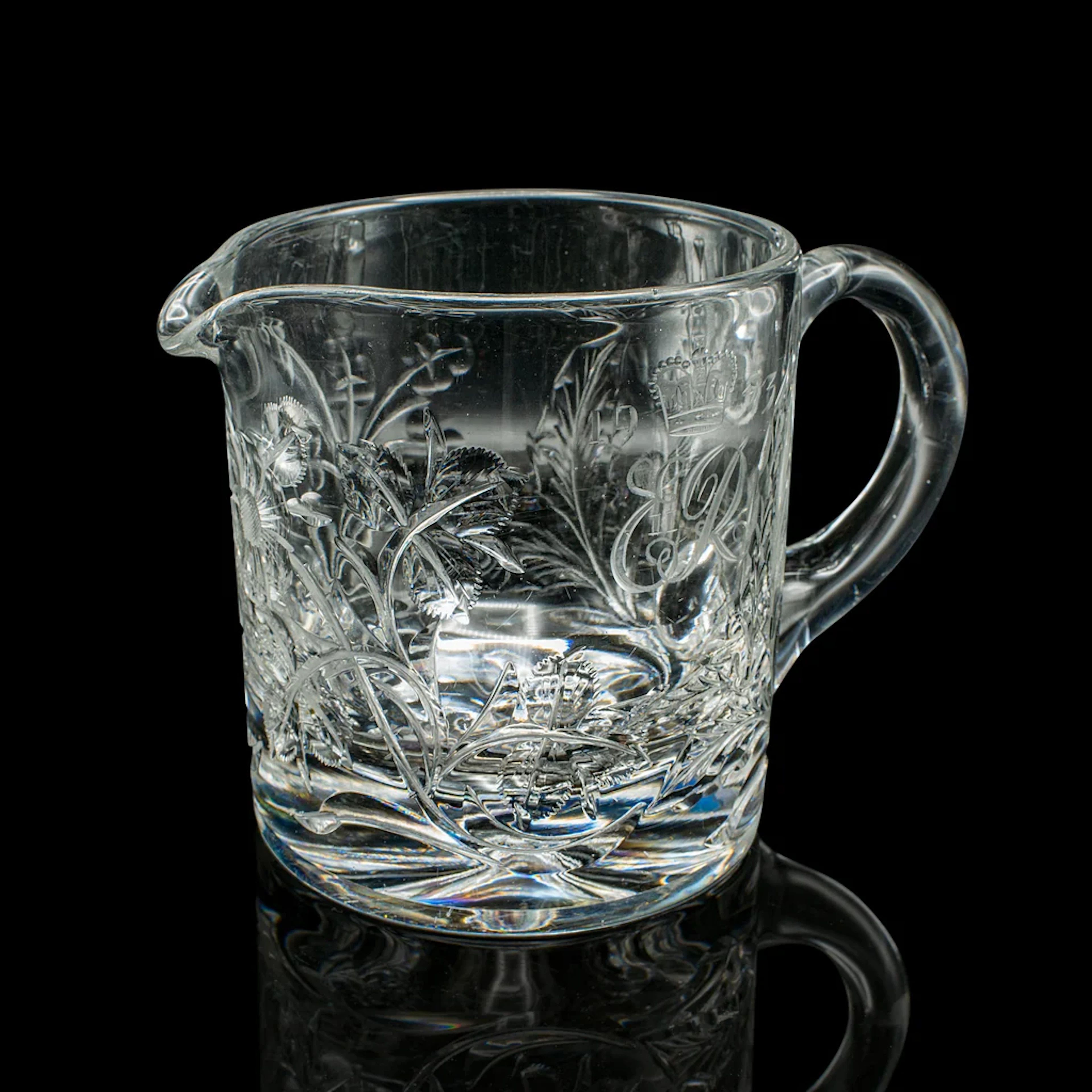 Vintage Queen Elizabeth II Coronation Jug, English, Glass, Cordial