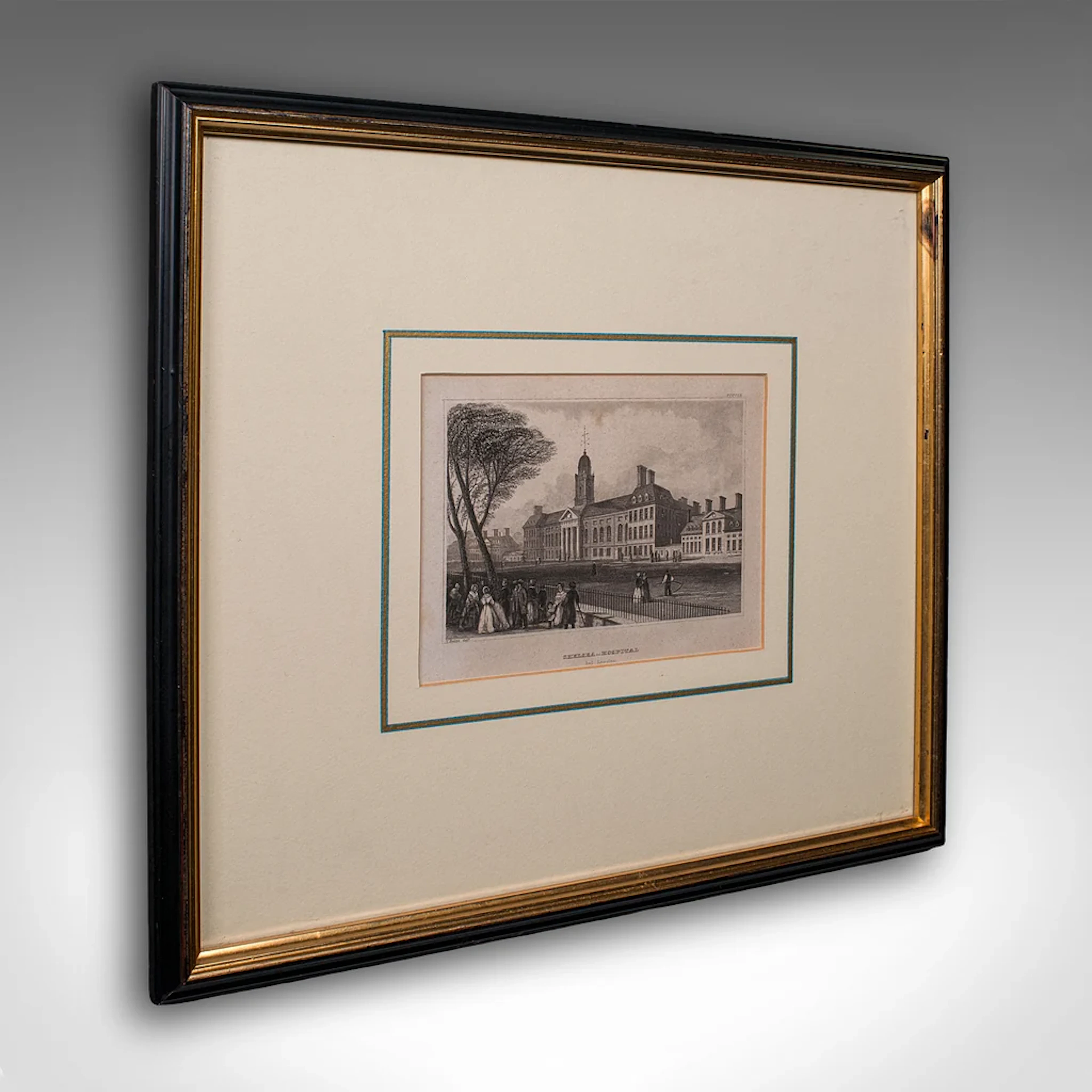 Antique Chelsea Hospital Picture, Framed Engraving, Art, Medical Interest, 1900