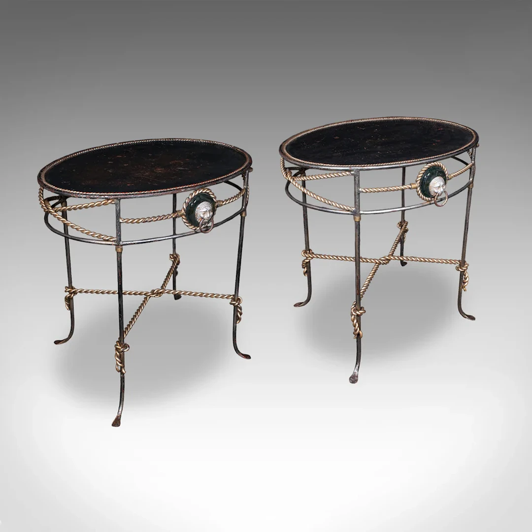 Pair of Vintage Garden Tables, French, Cast Iron, Oval, Veranda, Serving