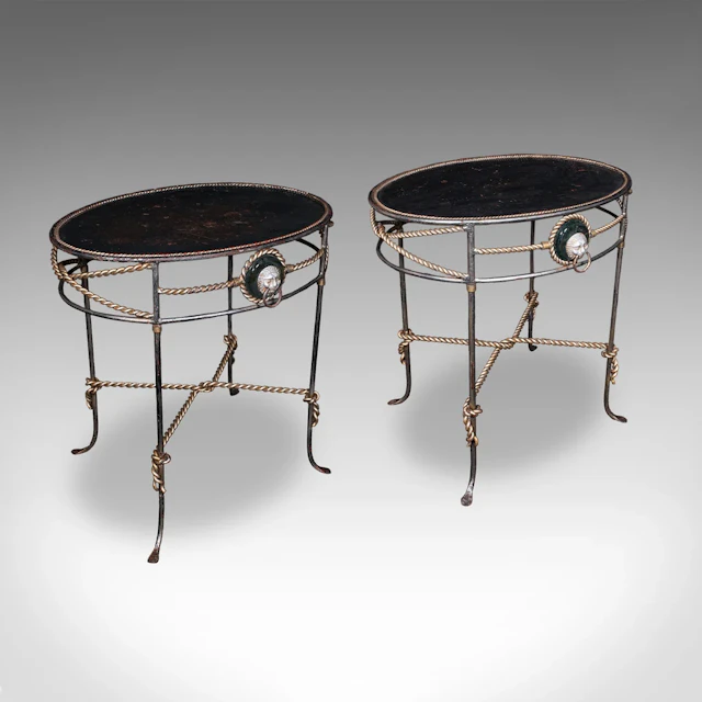 Pair of Vintage Garden Tables, French, Cast Iron, Oval, Veranda, Serving