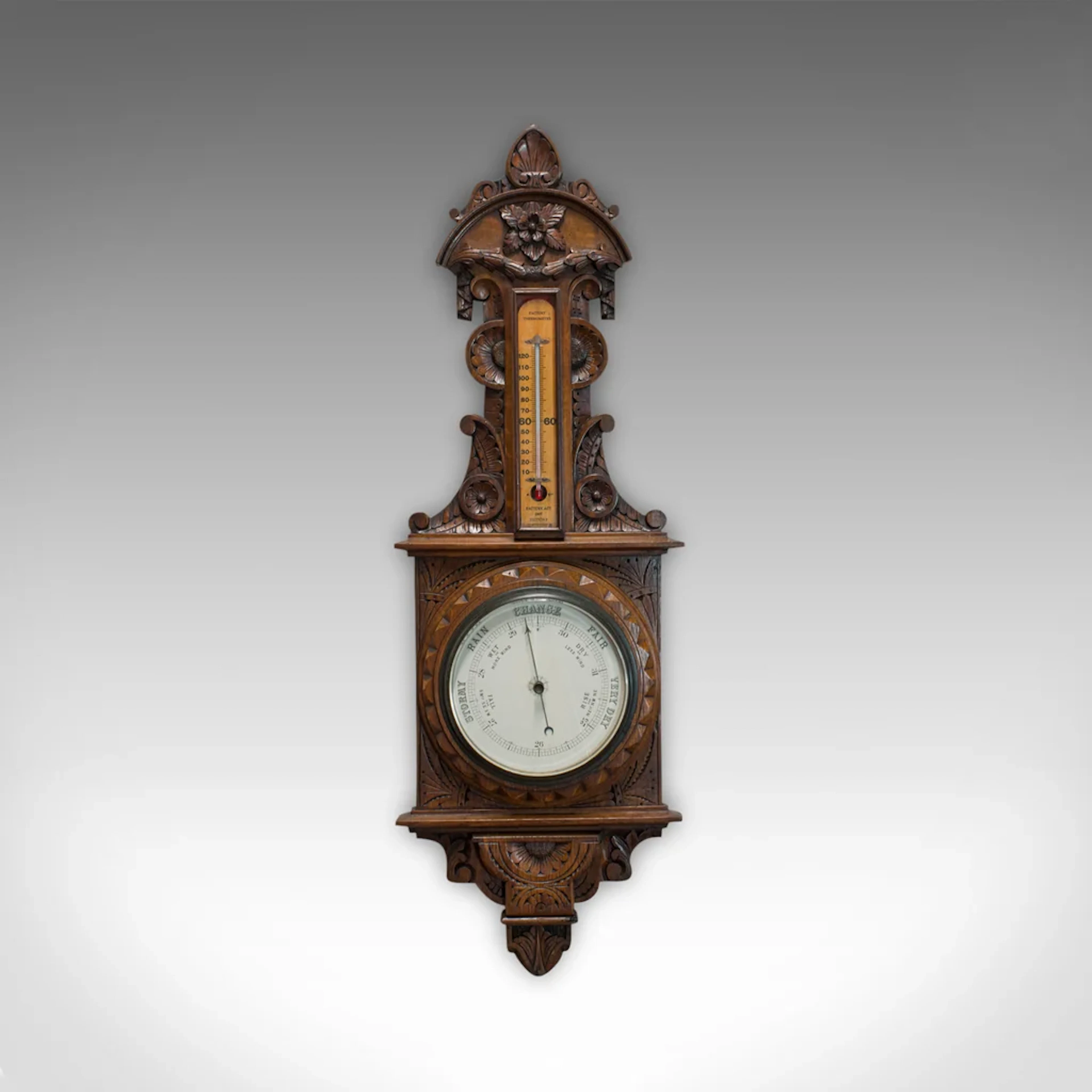 Vintage Factory Barometer, English, Oak, Banjo, Official, Factory Act 1937