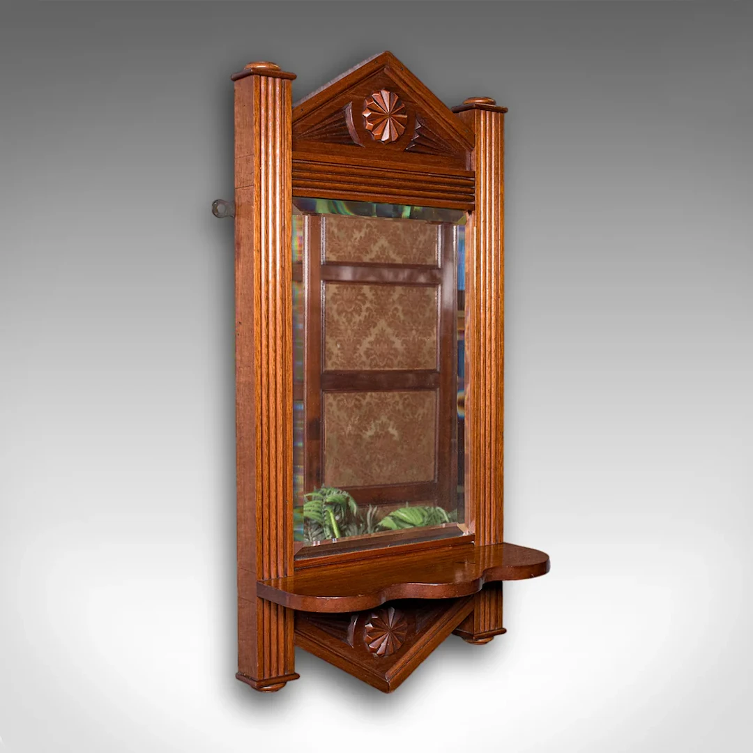 Antique Hallway Mirror, English, Walnut, Glass, Valet, Reception Hall