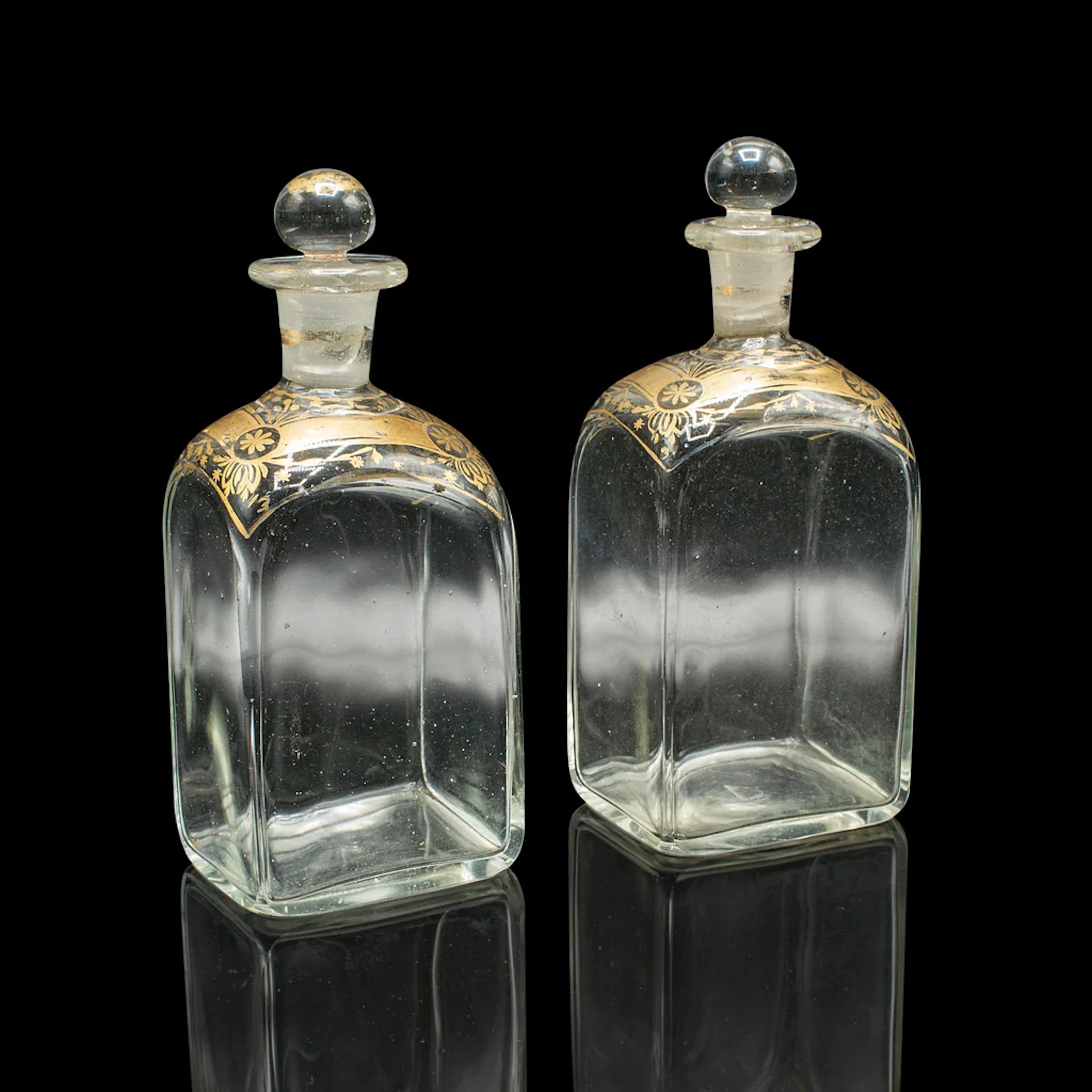 Pair of Antique Tincture Bottles, English, Glass Apothecary Jars