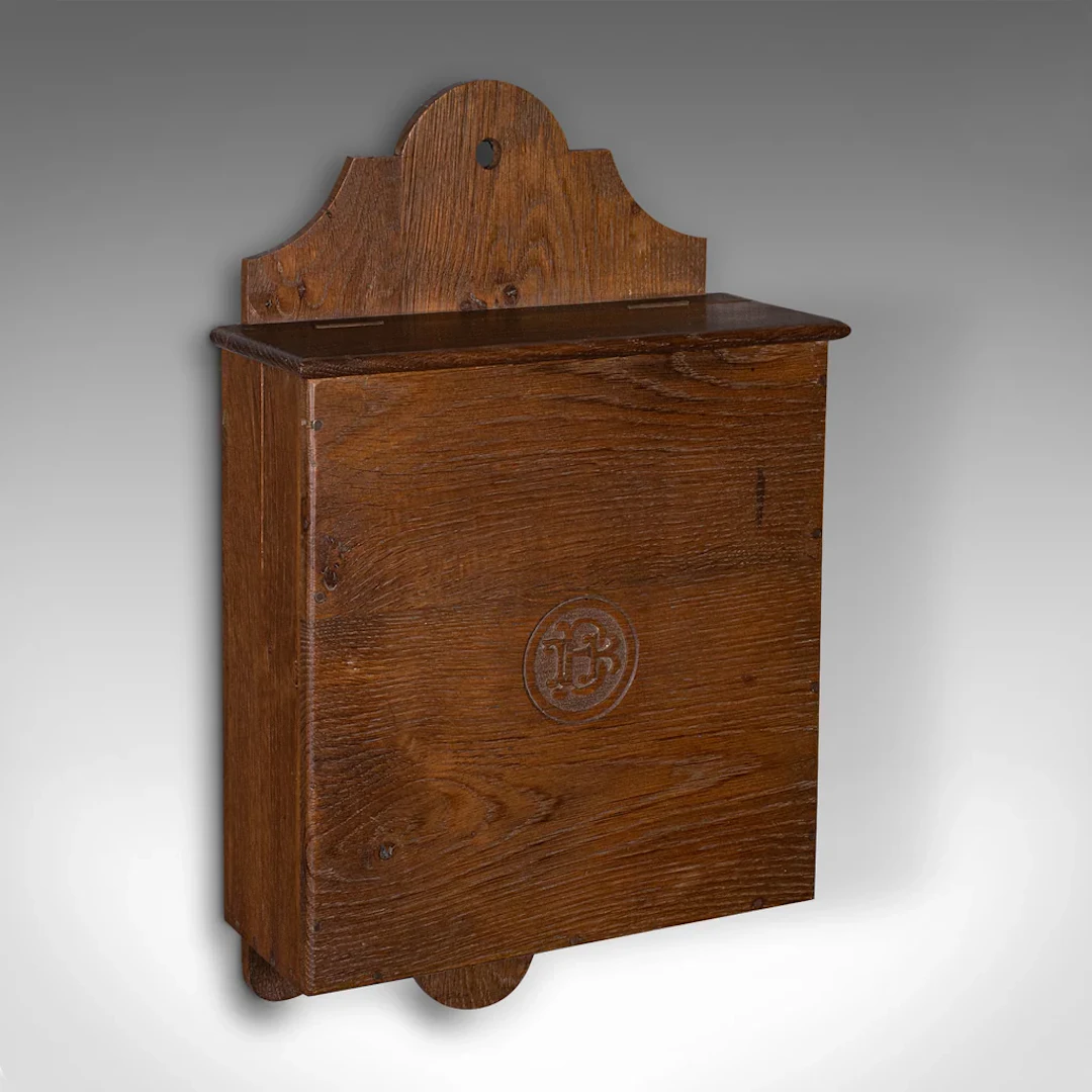Antique Castle Purser's Requisitions Box, English Oak, Wall Organiser