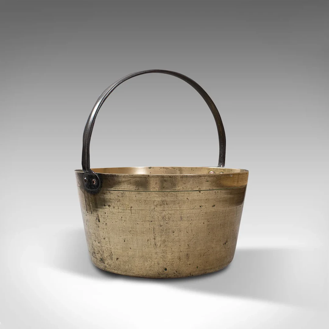 Antique Preserving Pan, English, Heavy Brass, Jam, Cooking Pot, Georgian