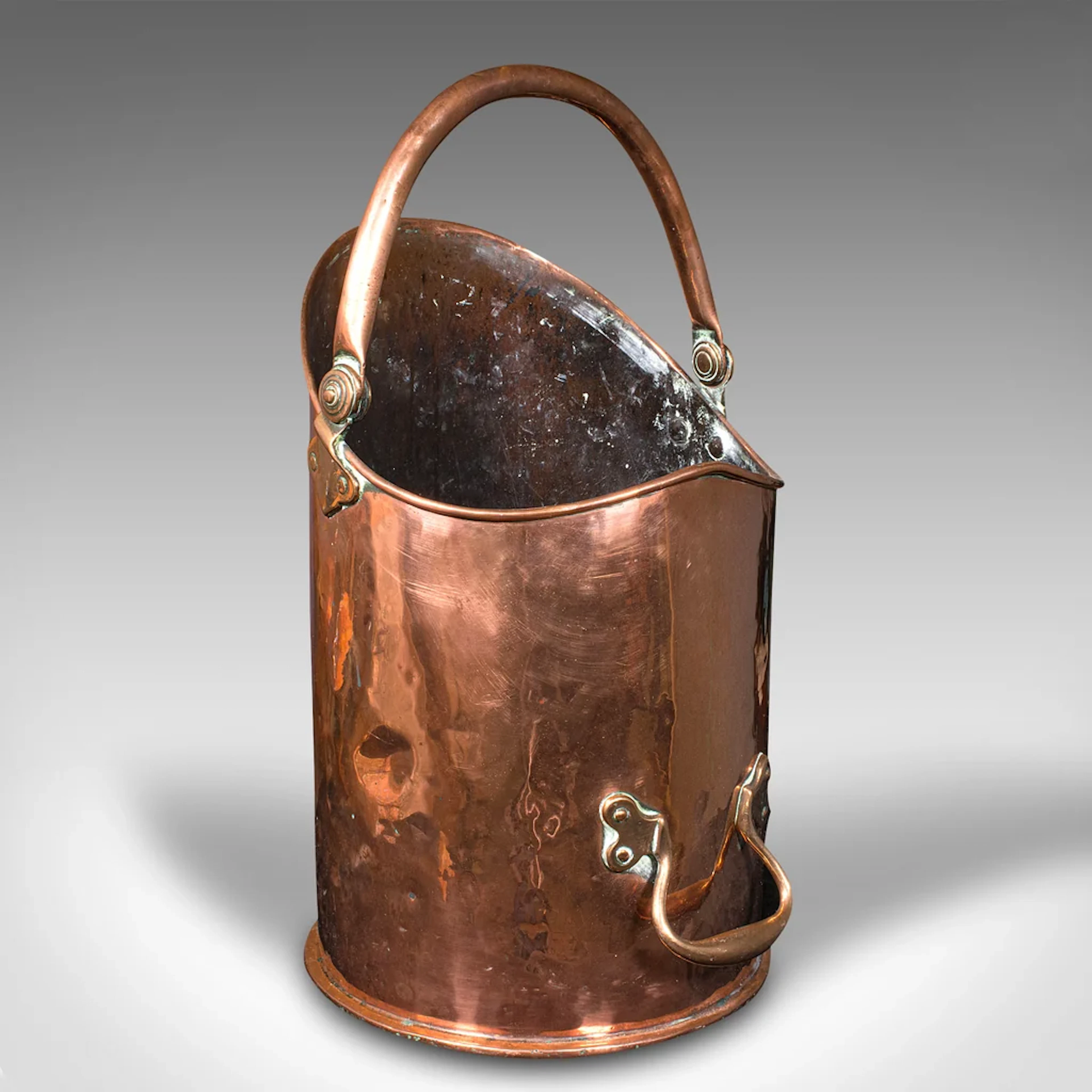 Large Antique Country House Coal Bin, English Copper, Fireside Keeper