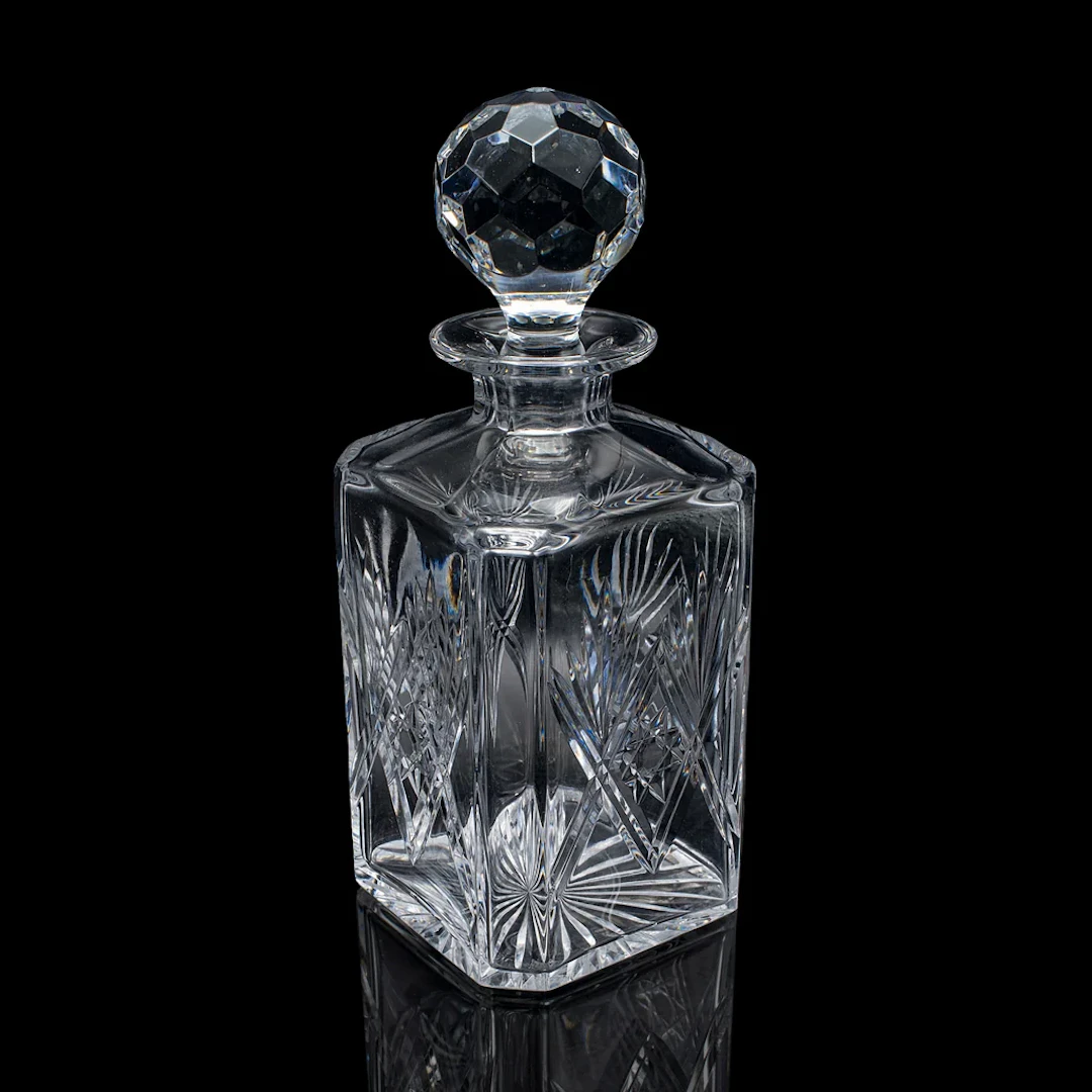 Vintage Scotch Decanter, English, Cut Glass, Whiskey, Barware, Bottle, C.1970