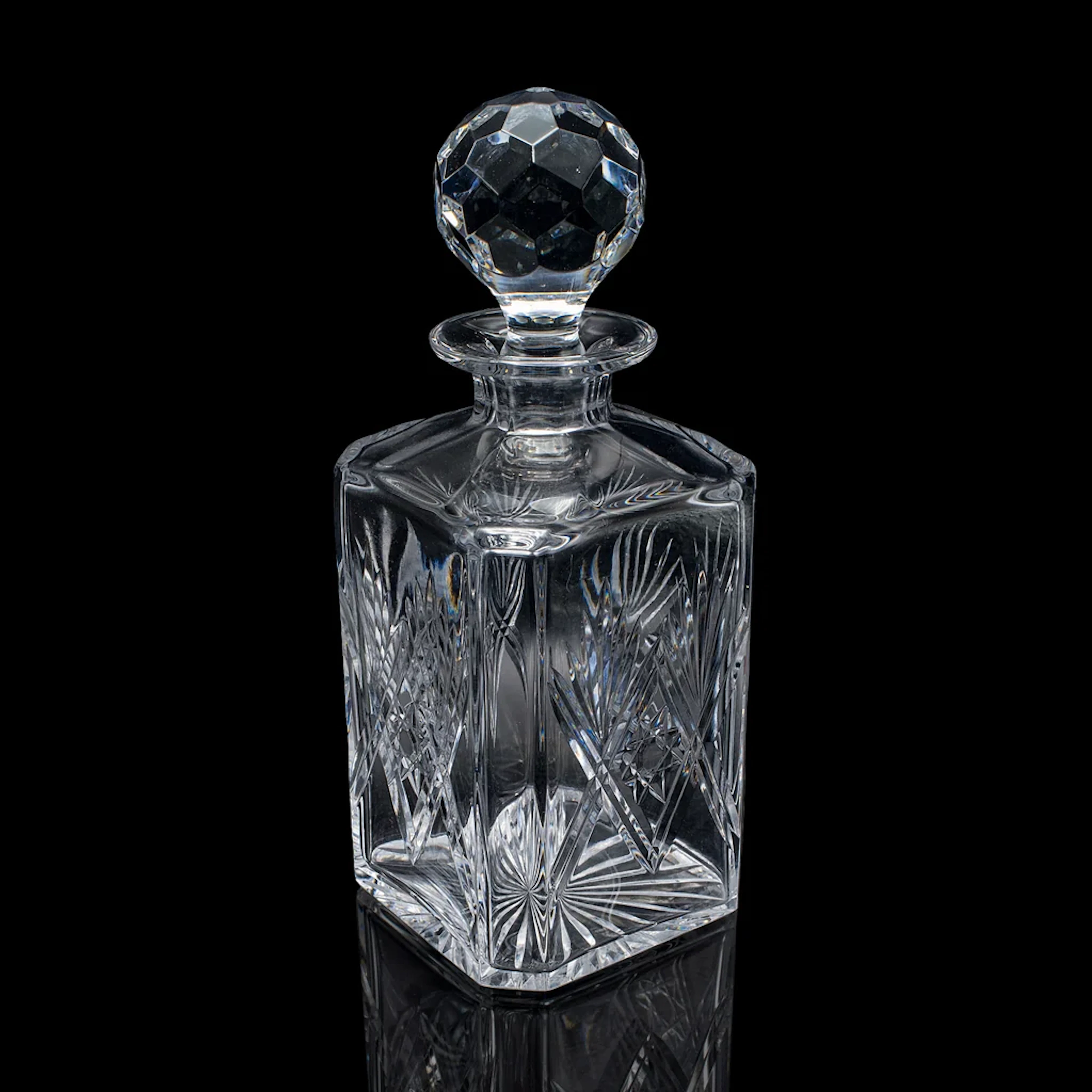 Vintage Scotch Decanter, English, Cut Glass, Whiskey, Barware, Bottle, C.1970