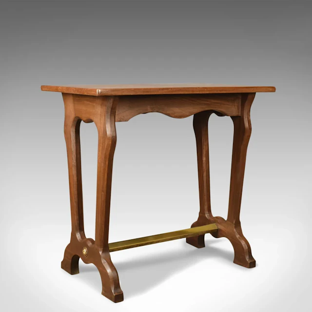 Antique Ship's Table, English, Edwardian, Teak, Brass, Side, Lamp, Circa 1910