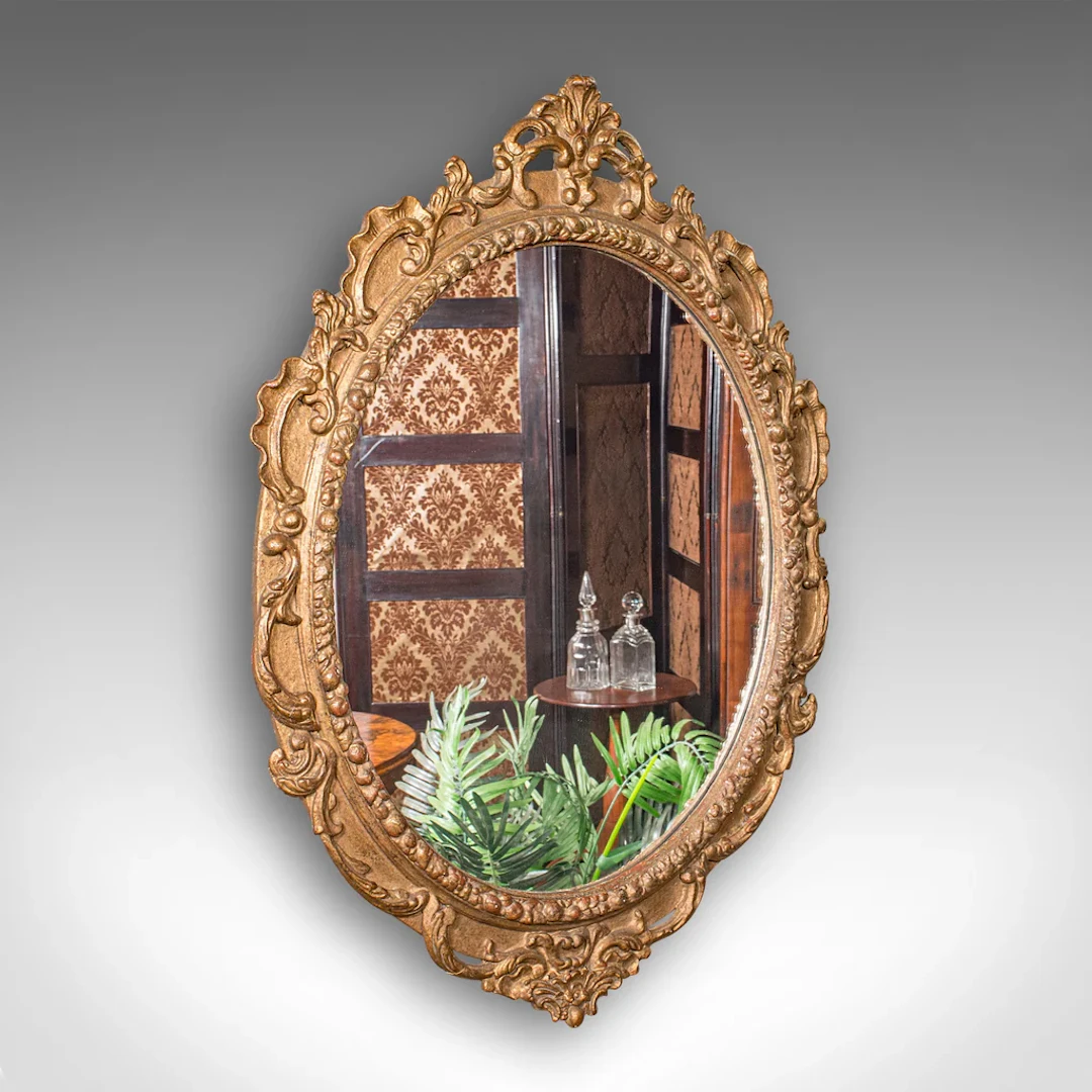 Large Antique Wall Mirror, Italian Giltwood, Ornate, Overmantle, Hall