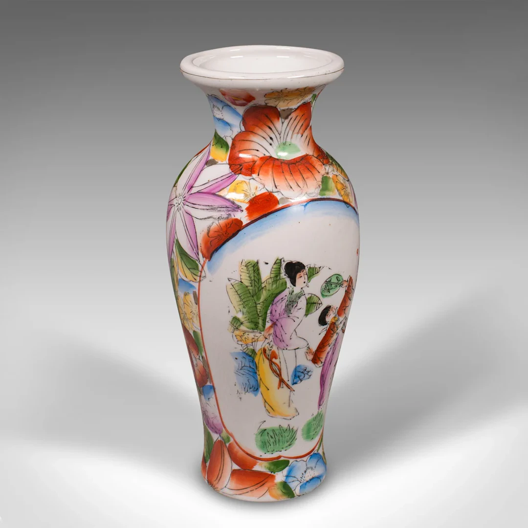 Small Vintage Decorative Posy Vase, Japanese, Hand Painted, Flower