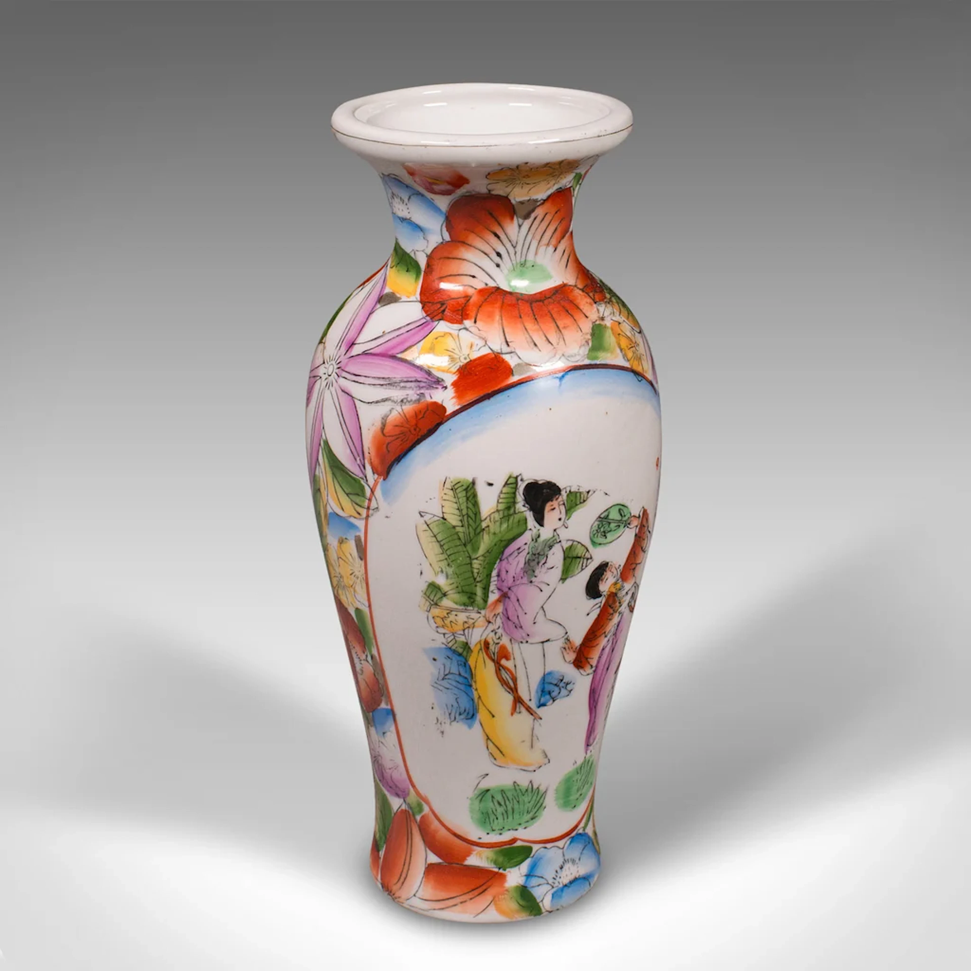 Small Vintage Decorative Posy Vase, Japanese, Hand Painted, Flower