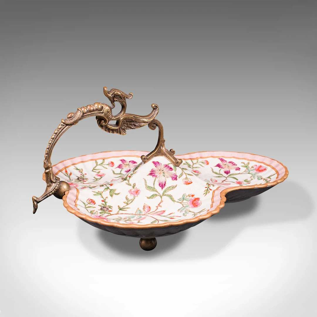 Vintage Decorative Olive Dish, Oriental, Ceramic, Fruit, Bon Bon, Serving Bowl