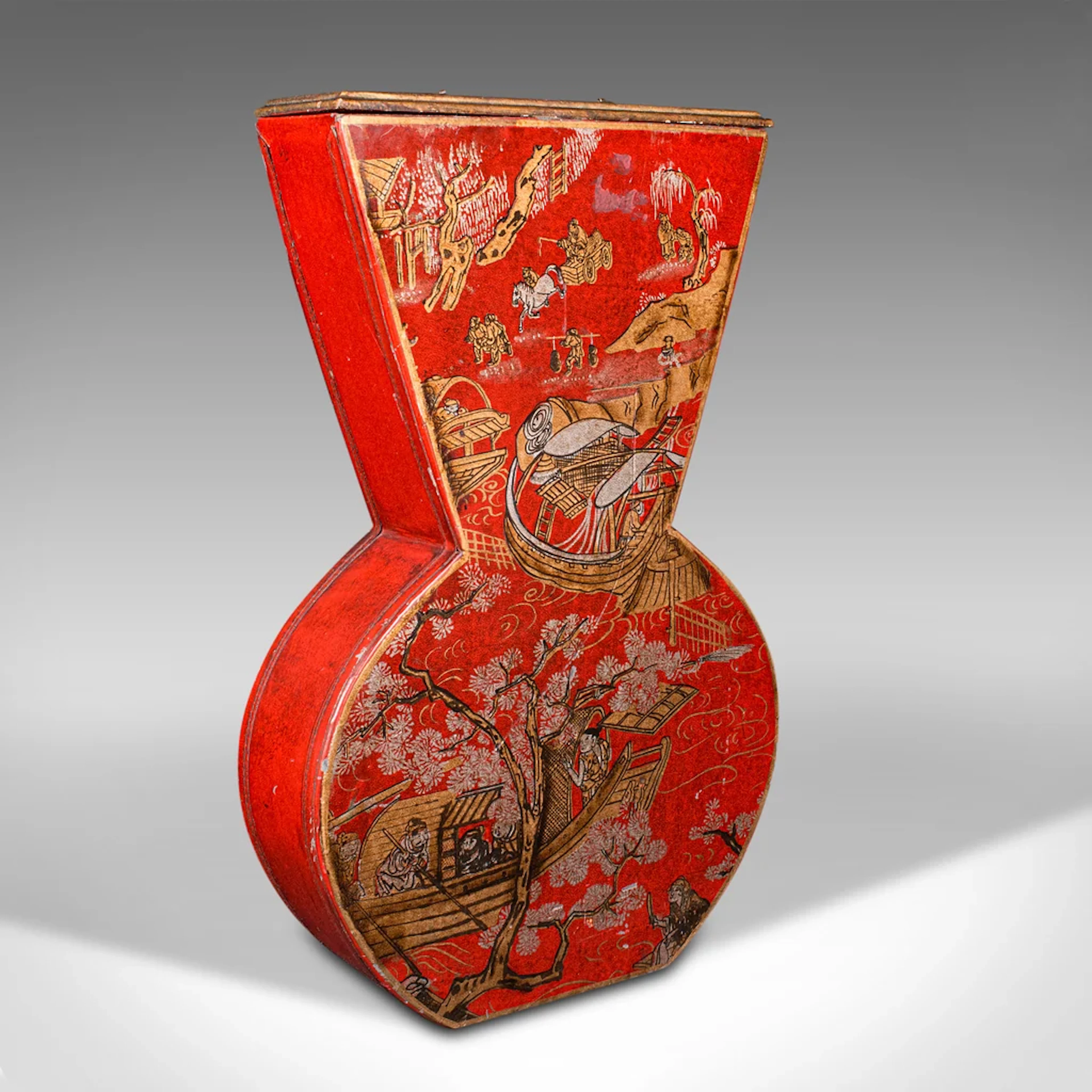 Vintage Dried Flower Vase, Chinese, Handpainted, Decorative, Chinoiserie