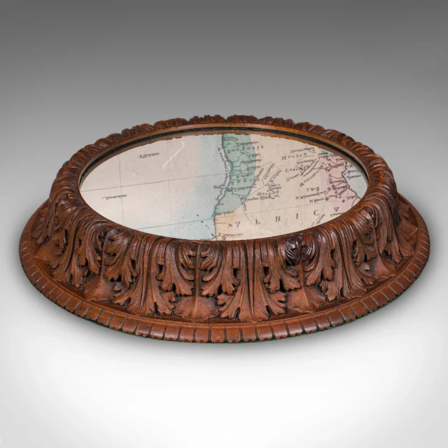Antique Cake Display Stand, German, Oak, Mirrored Gateau Centrepiece, Victorian
