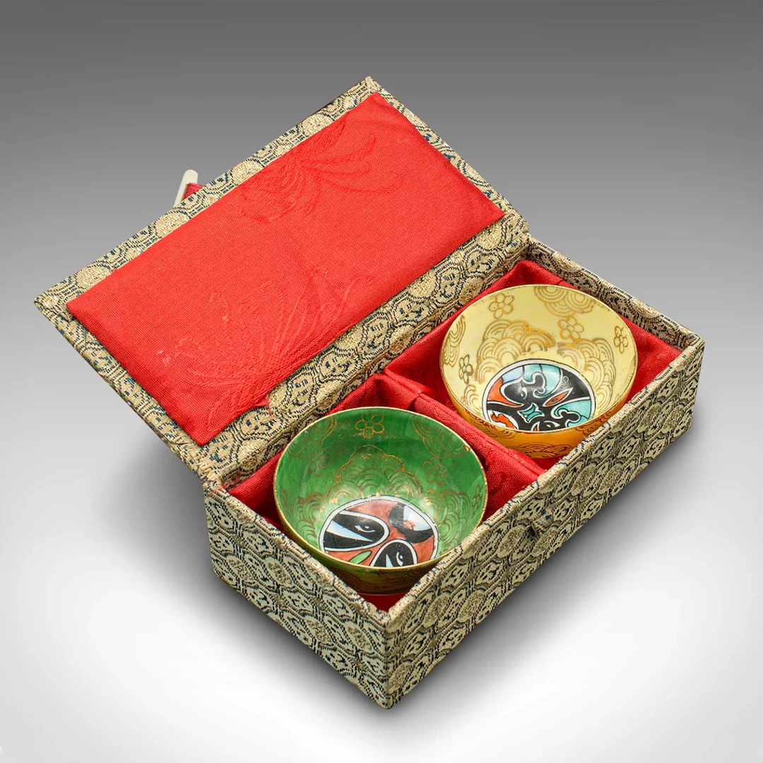 Pair Of Vintage Ceremonial Teacups, Chinese, Ceramic, Decorative Cup