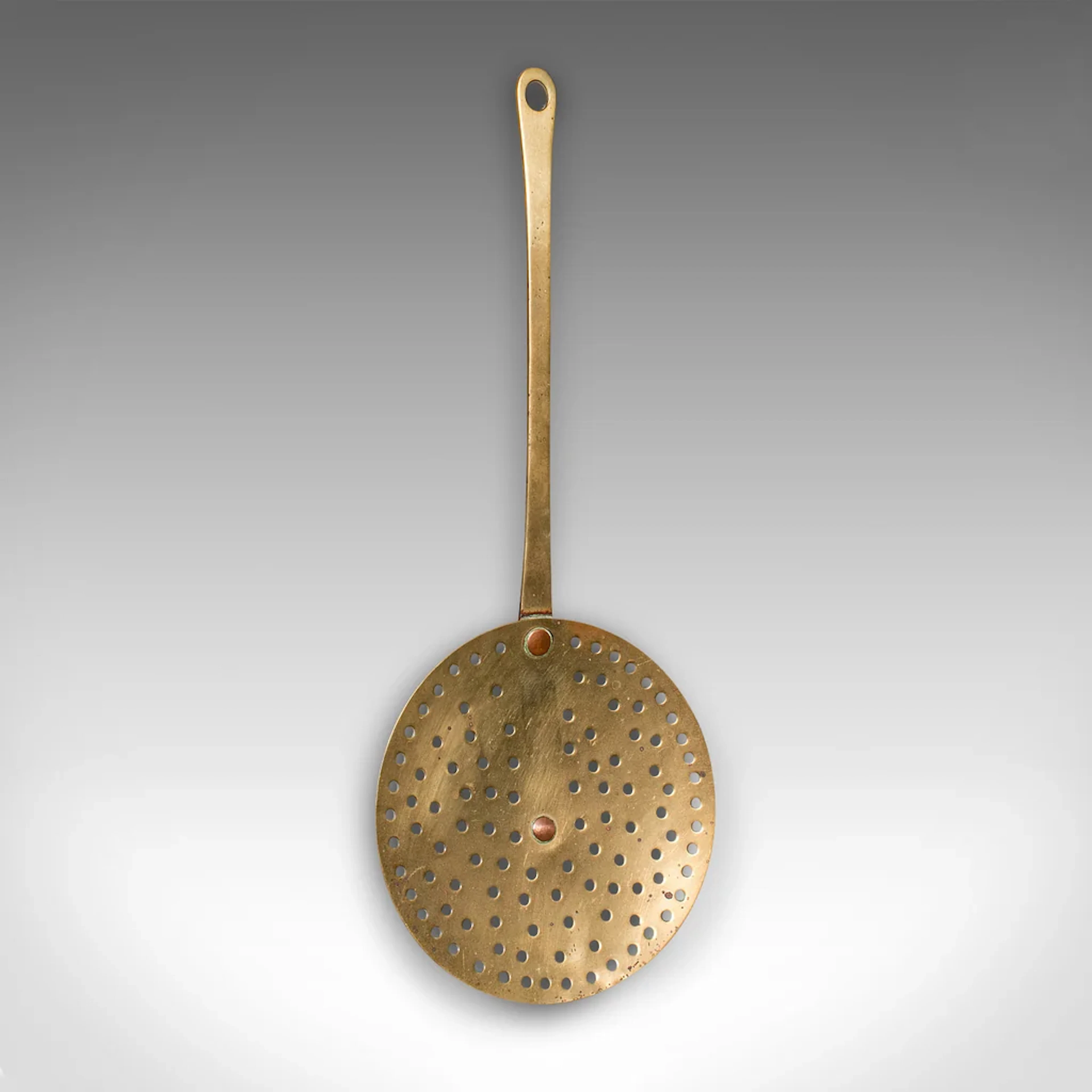 Antique Chestnut Warmer, English, Brass, Fireside Roasting Plate