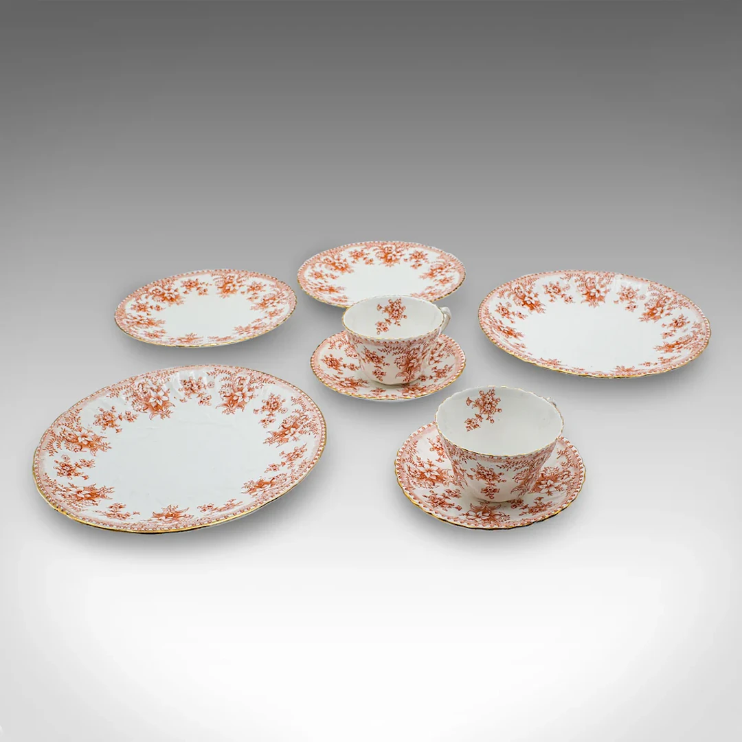 Antique Afternoon Tea Set, English, Bone China, Cup & Saucer, Plate, Victorian