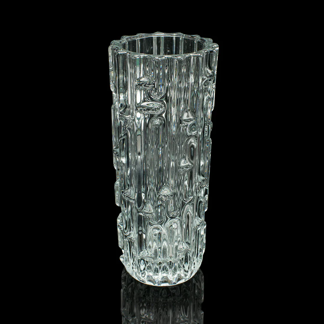 Vintage Designer Vase, Czech, Bohemian Art Glass, Flower Sleeve, Mid Century