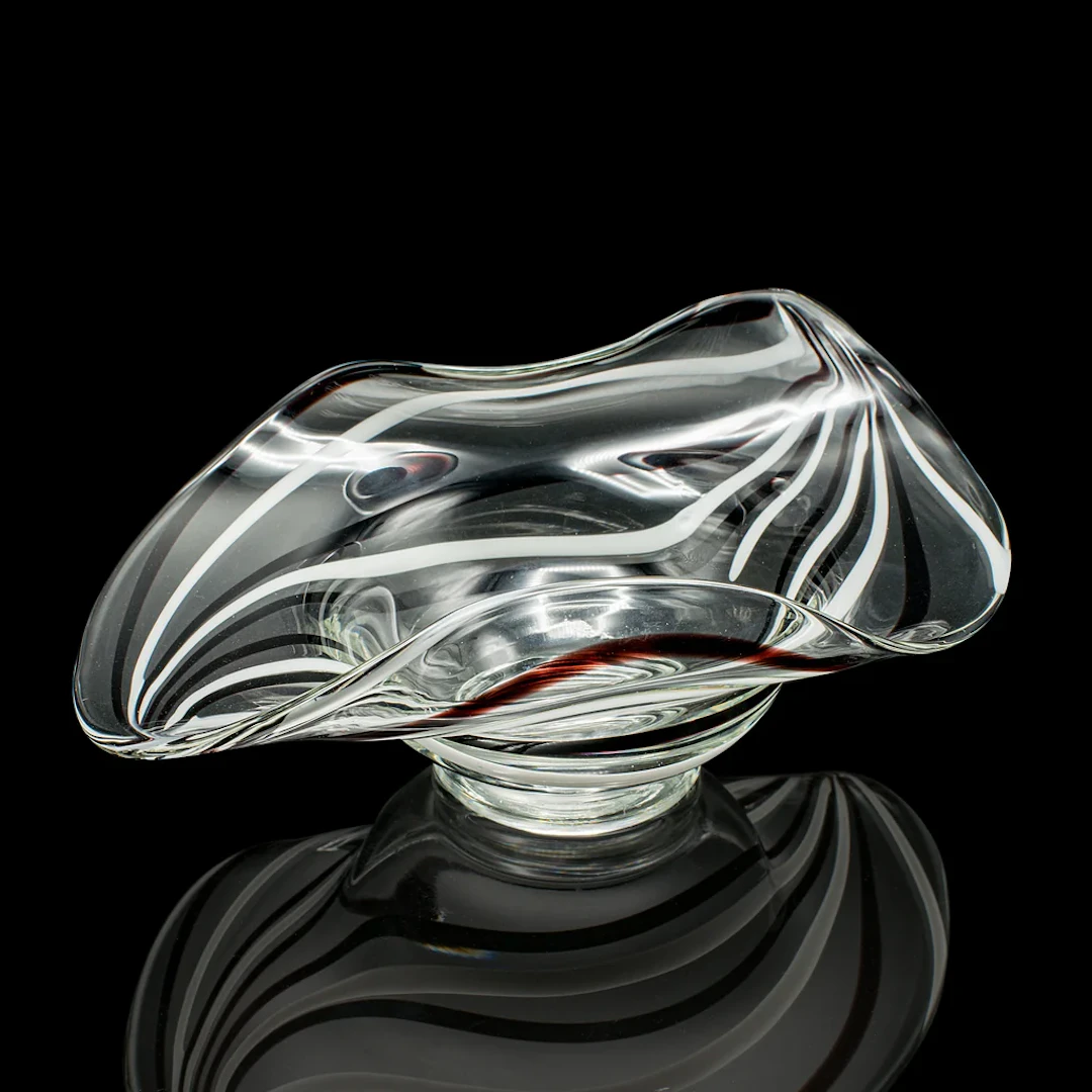 Vintage Display Bowl, Continental, Art Glass, Bonbon, Fruit Dish, Circa 1970