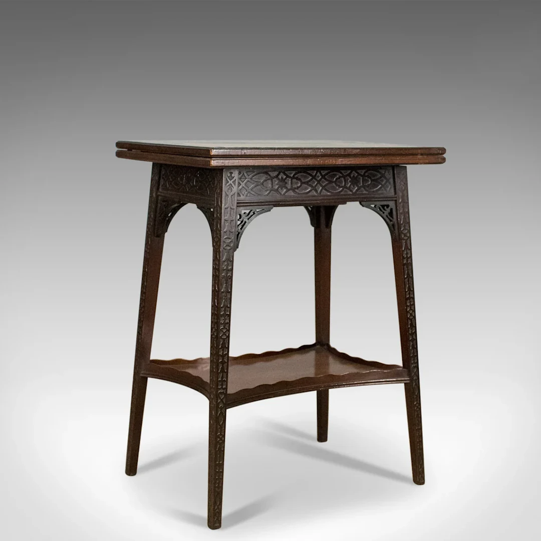 Antique Fold-Over Games Table, English, Edwards & Roberts, London Circa 1880