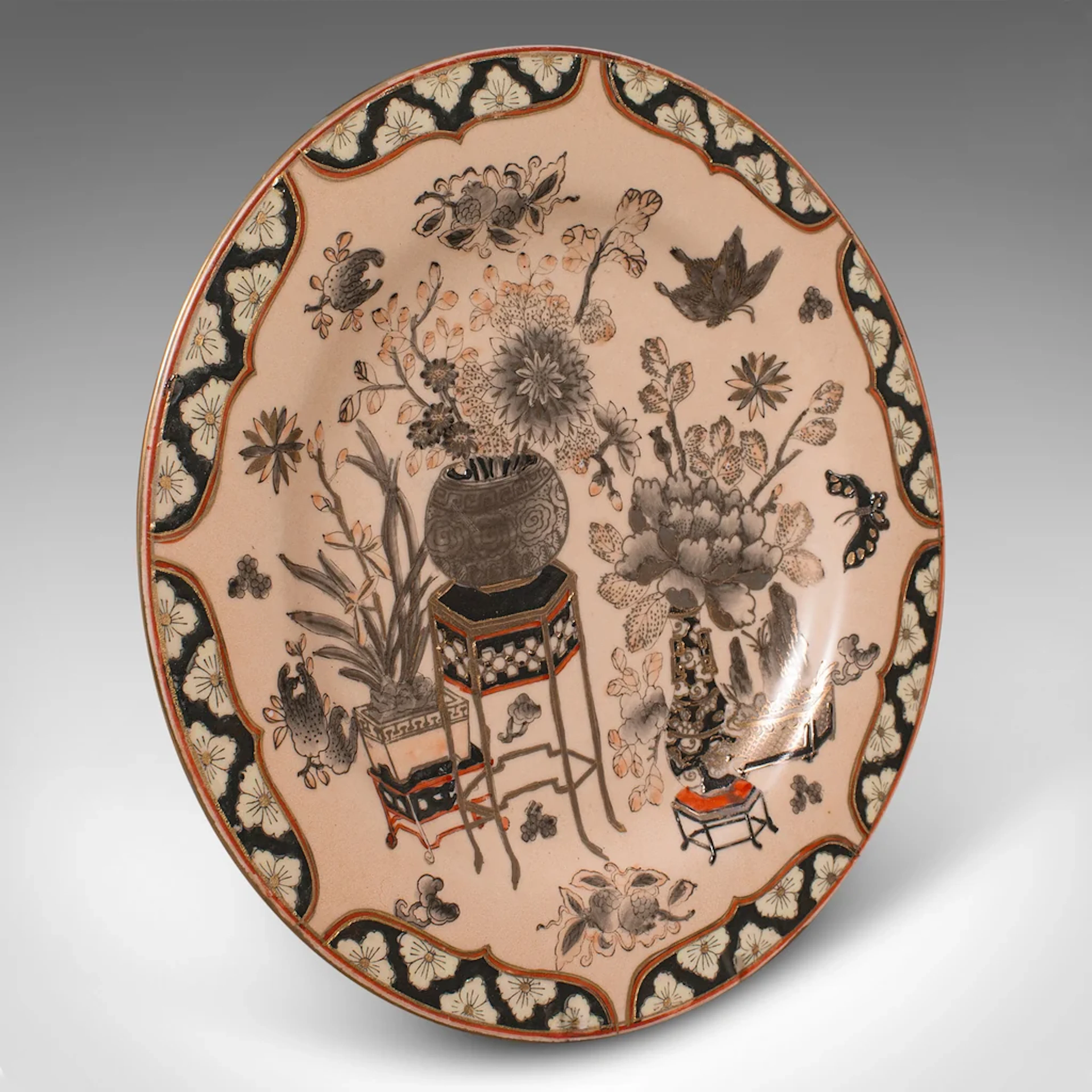 Vintage Decorative Charger, Chinese, Ceramic, Display Plate, Art Deco, C.1940