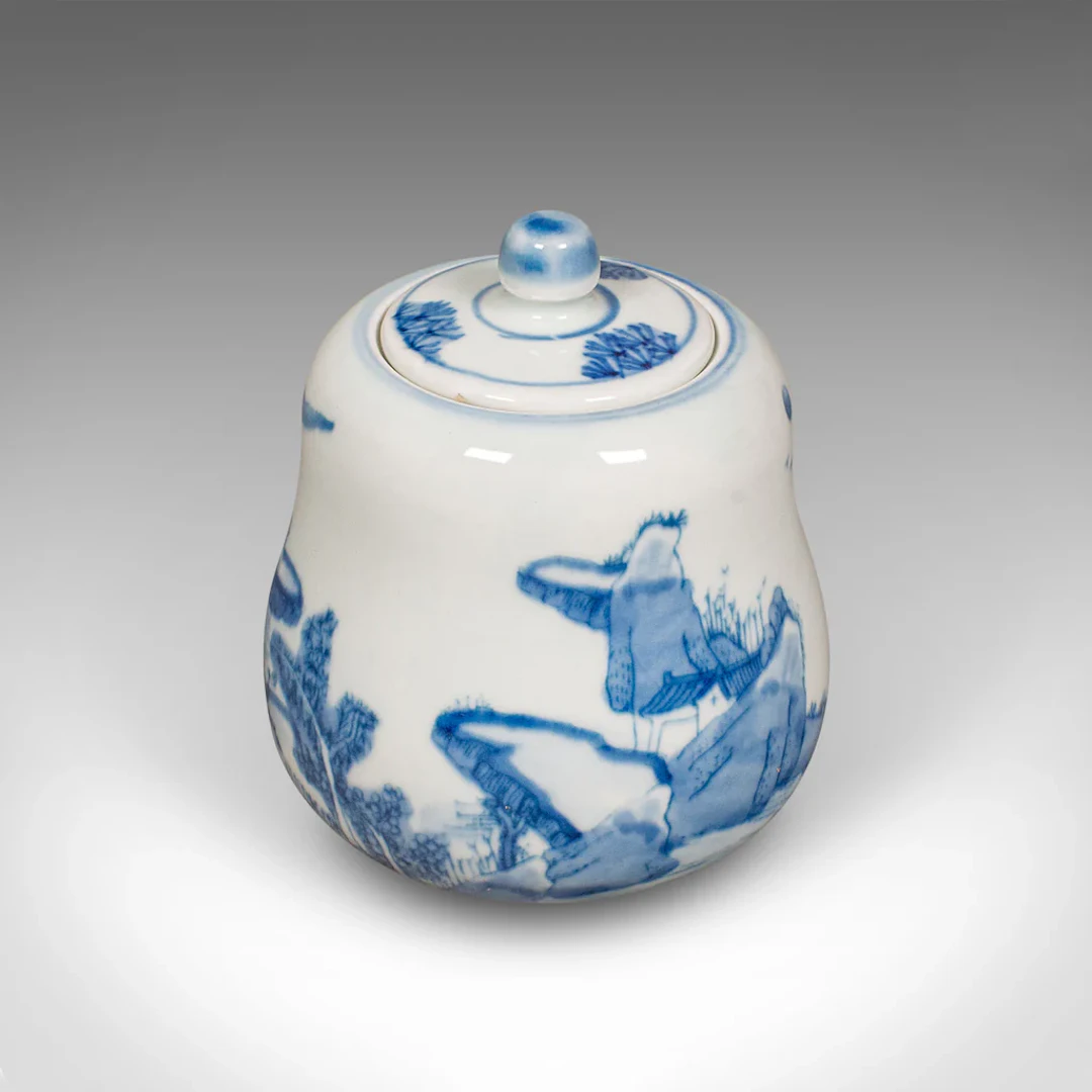 Small Antique Chaire Pot, Oriental, Ceramic Tea Caddy, Canister, Victorian