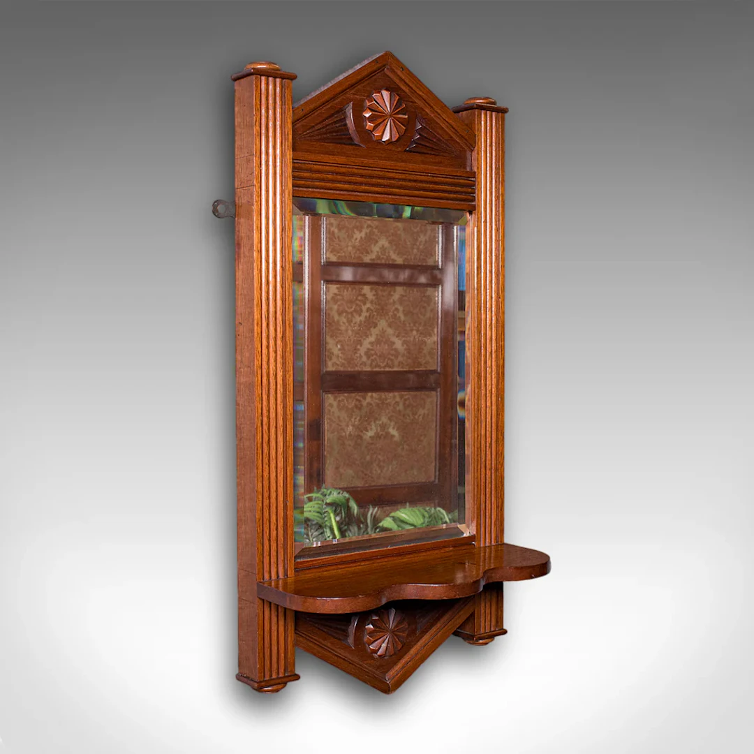Antique Hallway Mirror, English, Walnut, Glass, Valet, Reception Hall