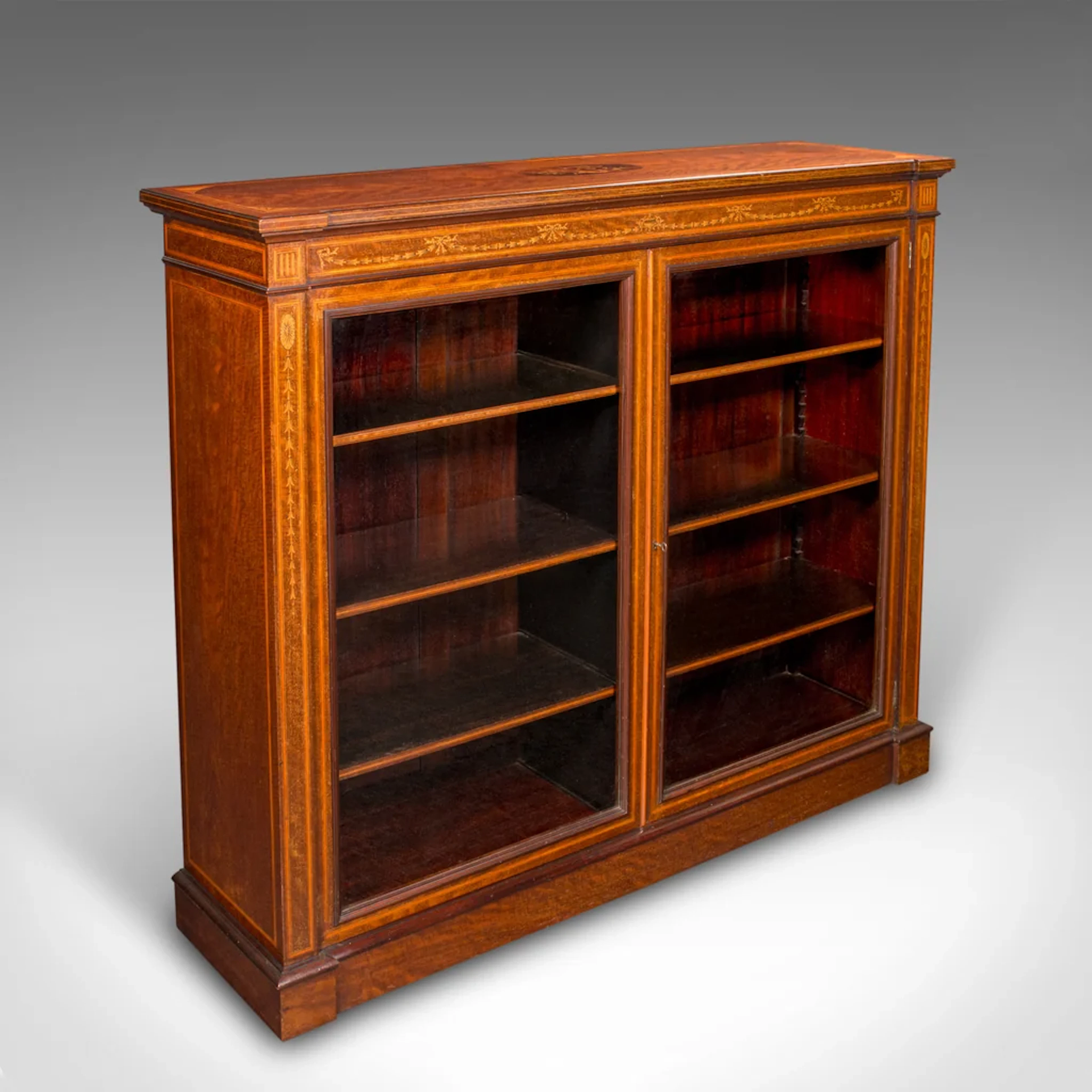 Large Antique Glazed Display Cabinet, English, Drawing Room, Bookcase