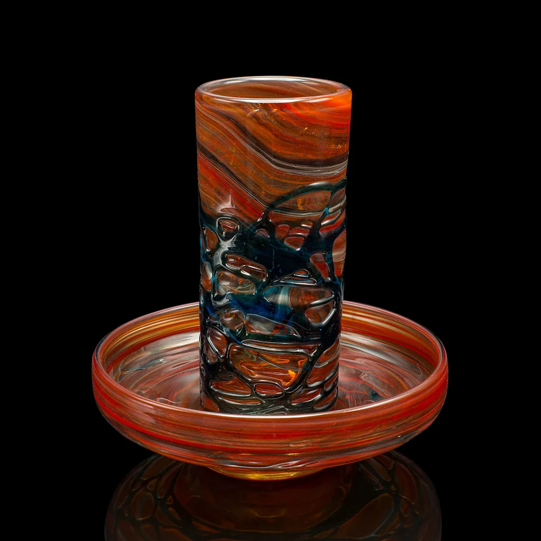 Vintage Mdina Candle Stand, Maltese, Art Glass, Candlestick Holder, Circa 1970