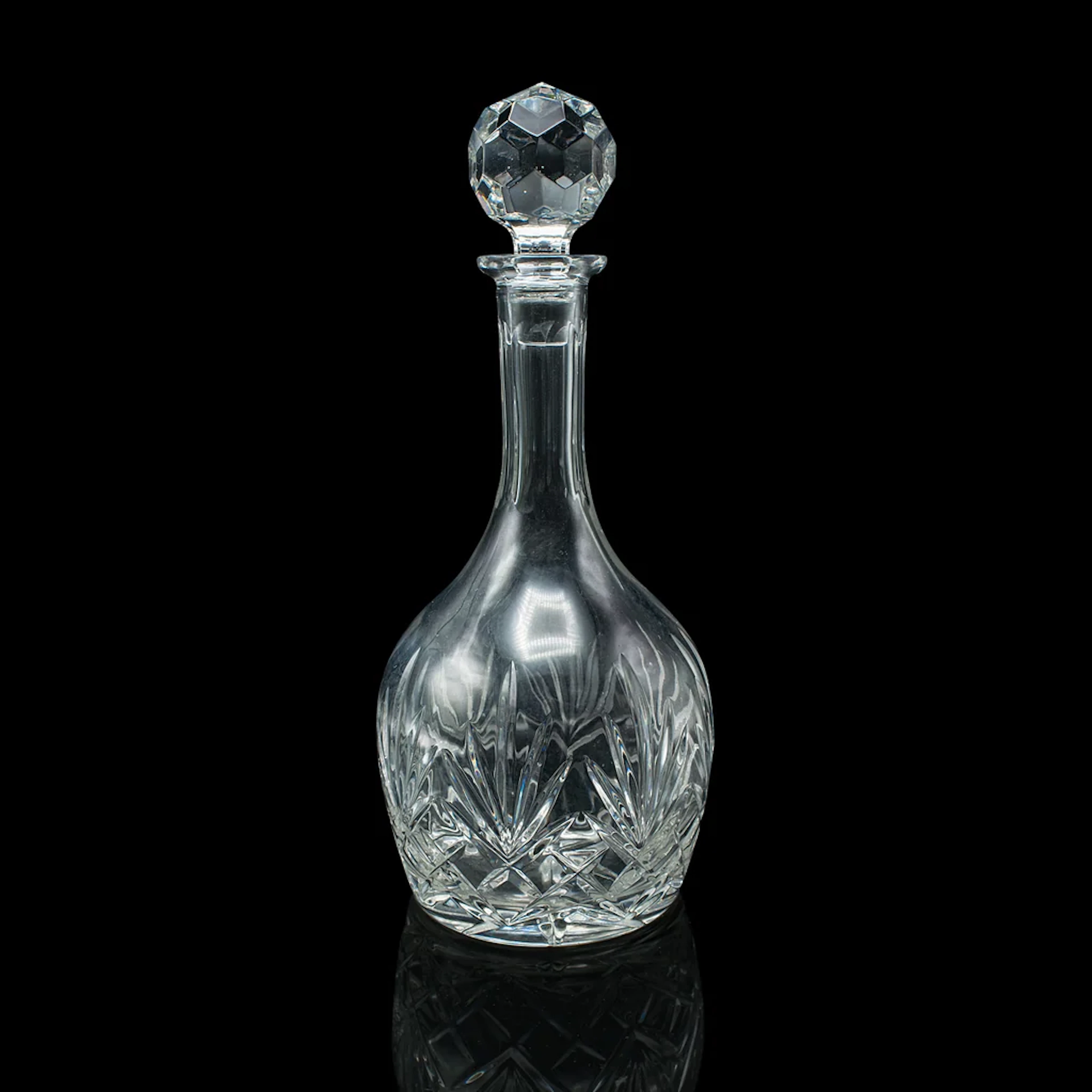 Vintage Medium Bodied Wine Decanter, English, Cut Glass, Merlot, Grenache, 1970