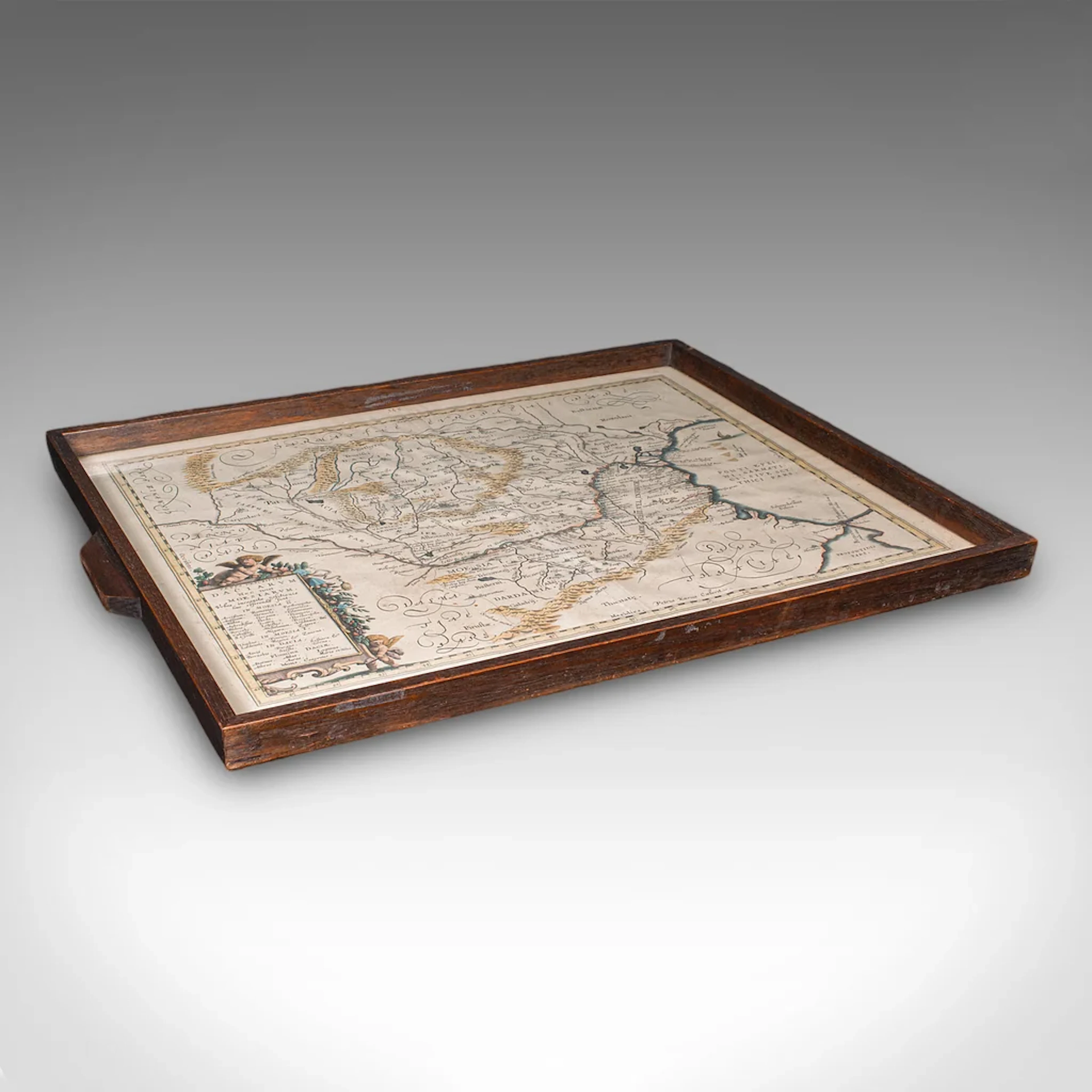 Antique Cartographer's Serving Tray, English, Platter, European Map, Edwardian