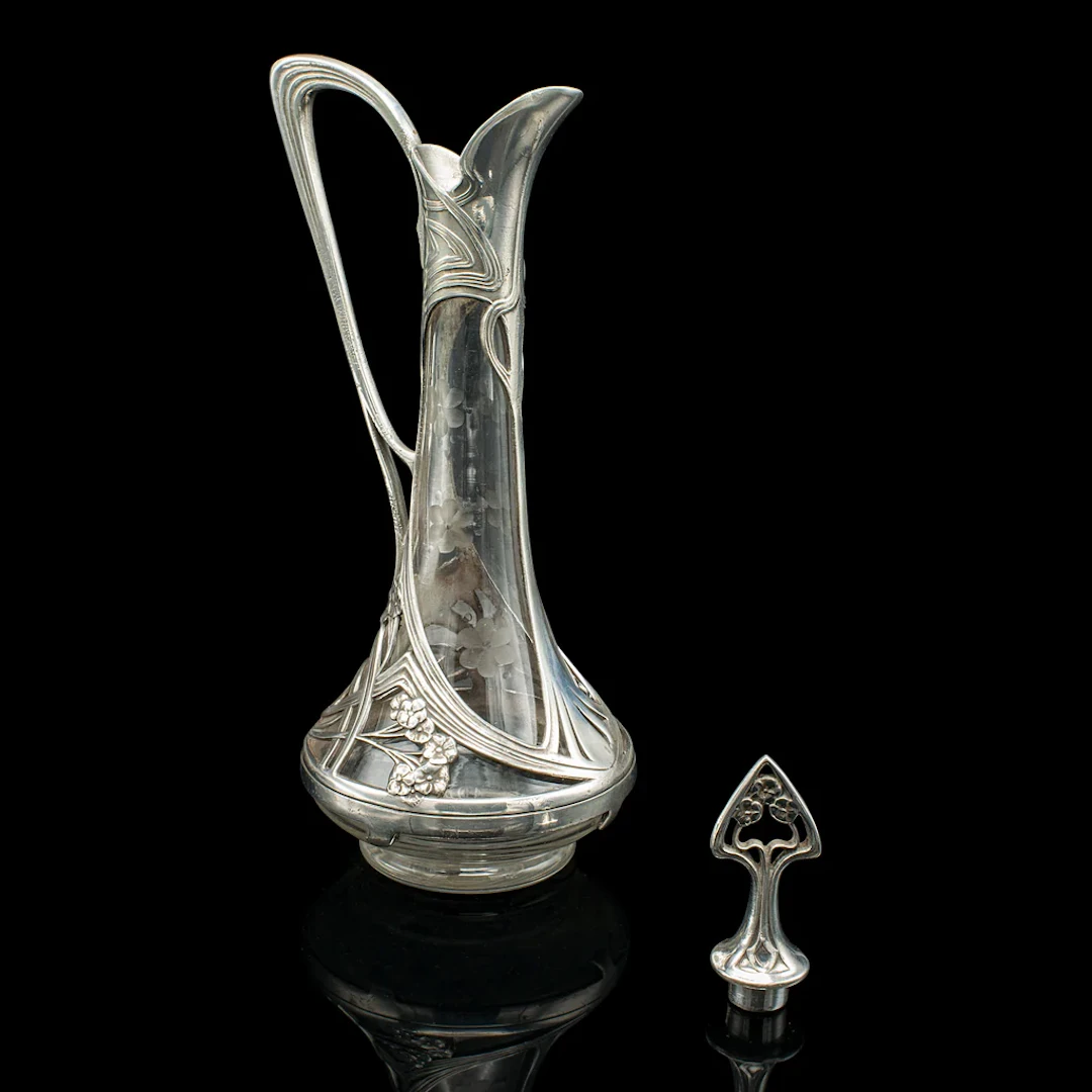 Antique Art Nouveau Decanter, German, Decorative, Spirit Ewer, Victorian