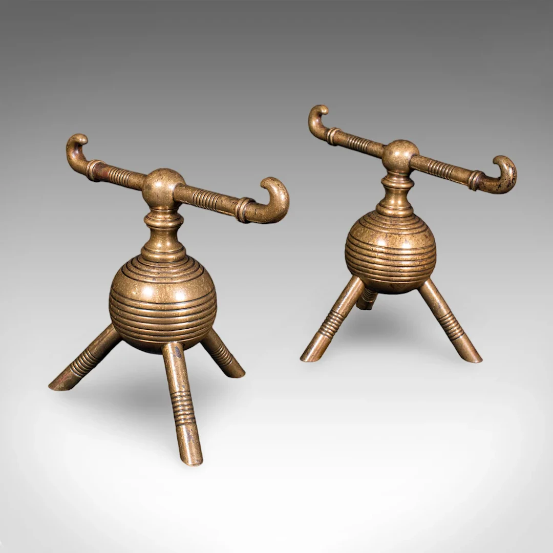 Pair of Antique Fireside Tool Rests, English, Aesthetic Movement